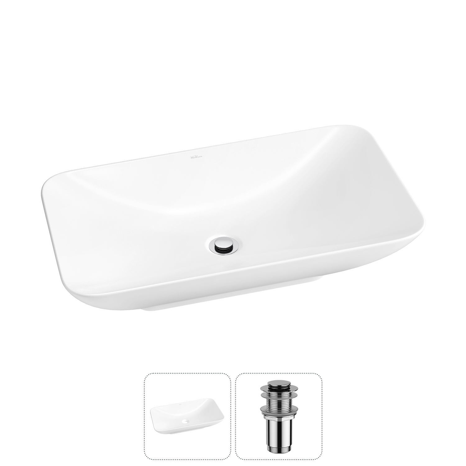 Изображение товара Раковина Wellsee Demure 70см из керамики с донным клапаном