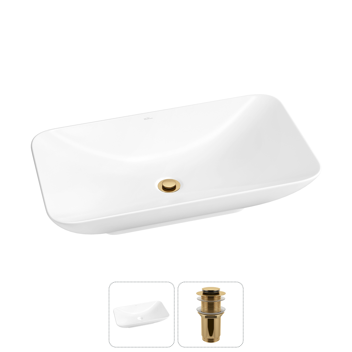 Изображение товара Раковина Wellsee demure 20214601R 70 см белая с донным клапаном