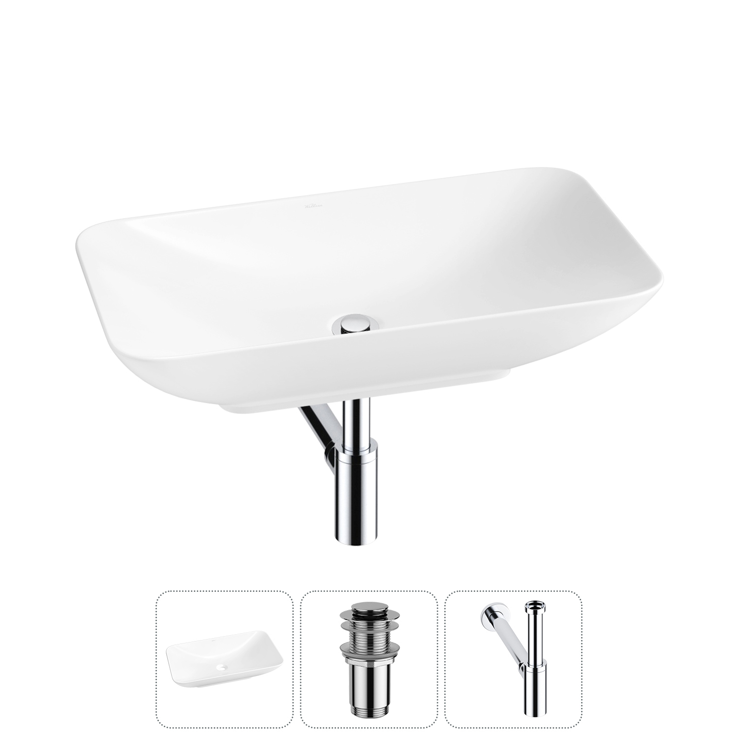 Изображение товара Раковина Wellsee demure 20214603R 70см цвет раковина 3 в 1: д/к, сифон