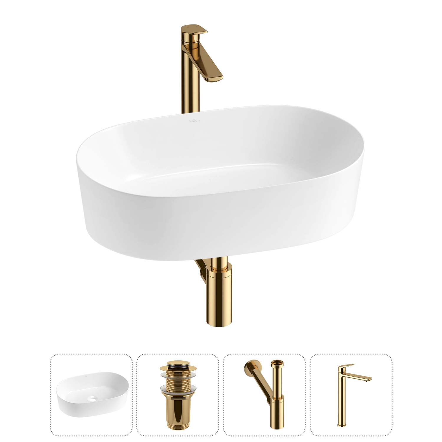 Изображение товара Раковина Wellsee saint-germain 20214997R 56 см с комплектом в стиле 4 в 1