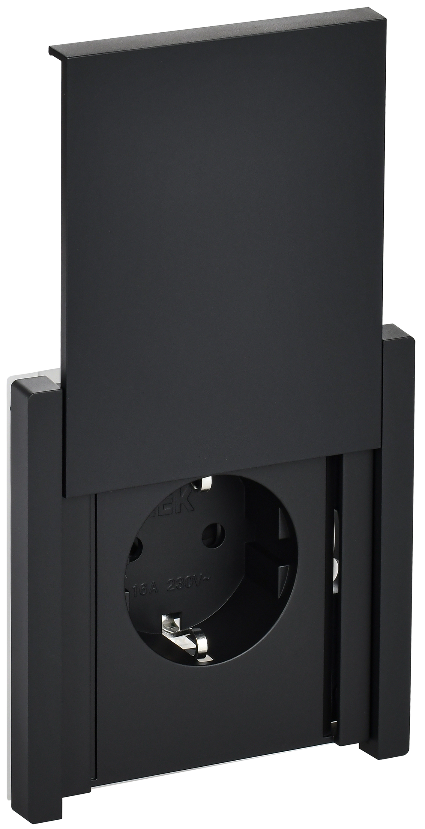 Изображение товара Розетка встраиваемая IEK Forte&Piano с заземлением с крышкой и шторками IP44 цвет черный