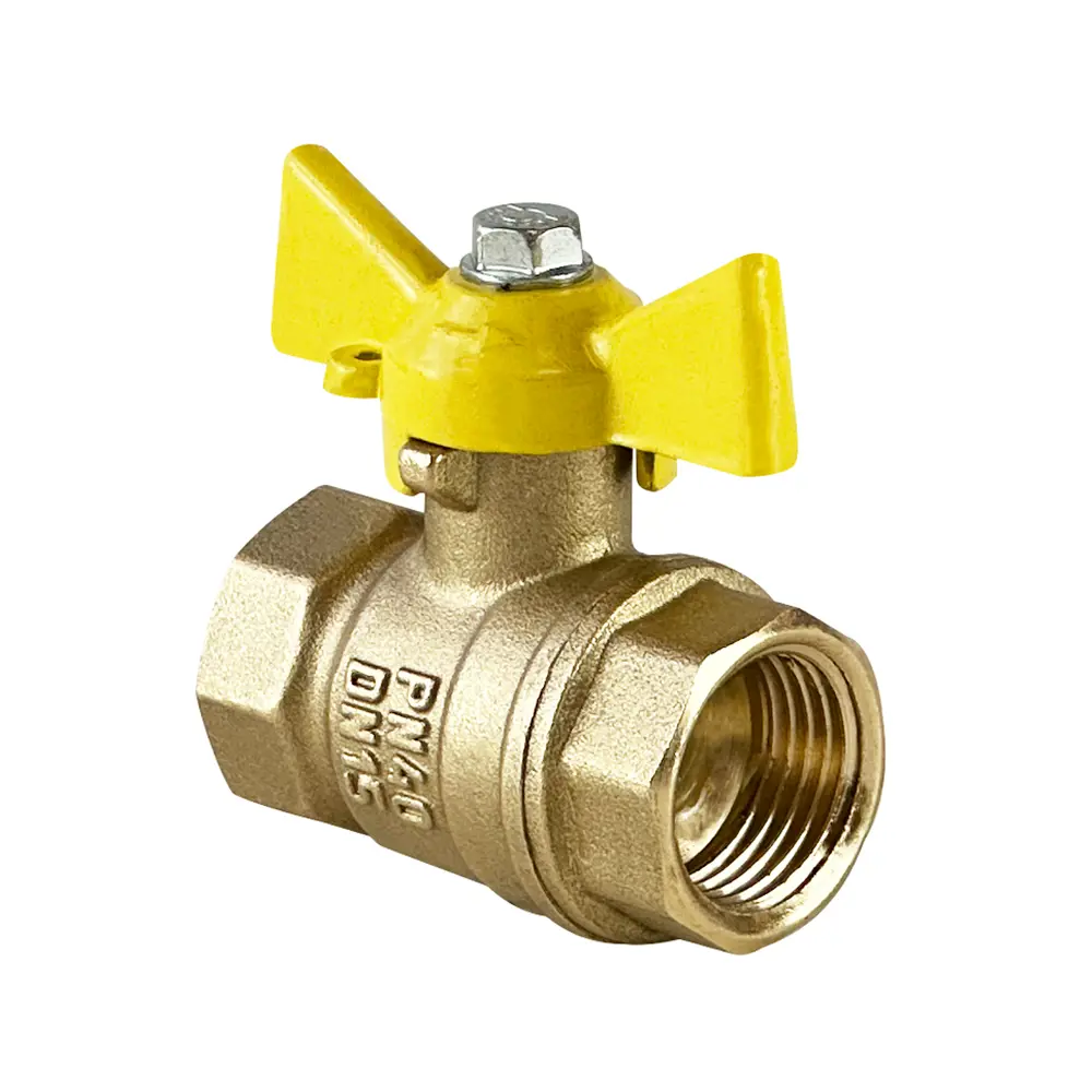 Кран шаровой для газа прямой Valfex DN15 PN40 1/2" ВР латунь ручка бабочка