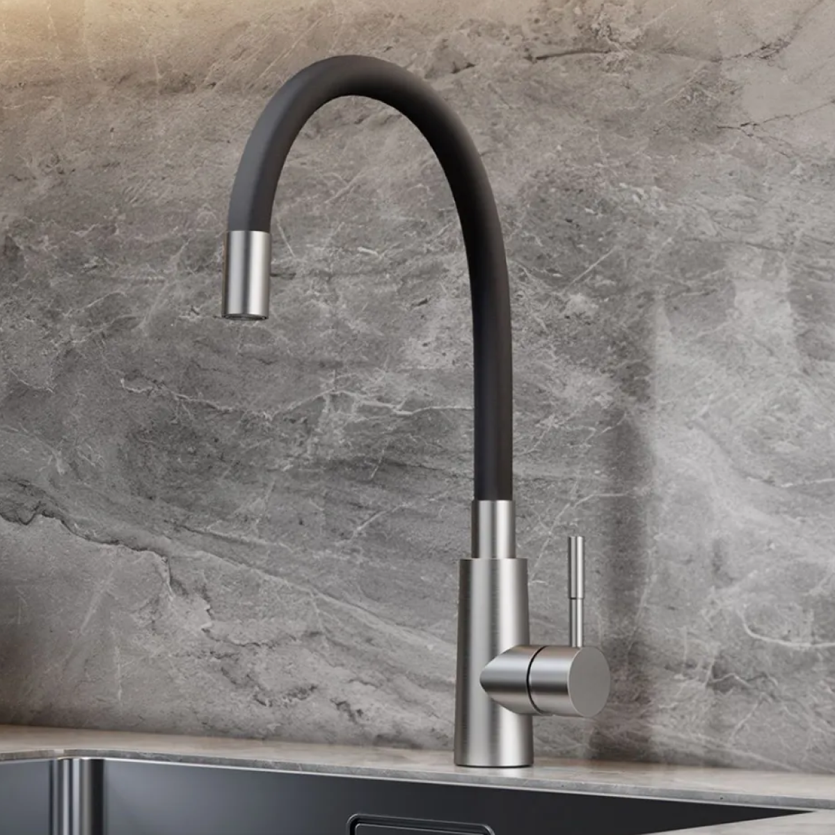 Изображение товара Смеситель для кухни Voda K 505 B гибкий излив 39 см цвет черный