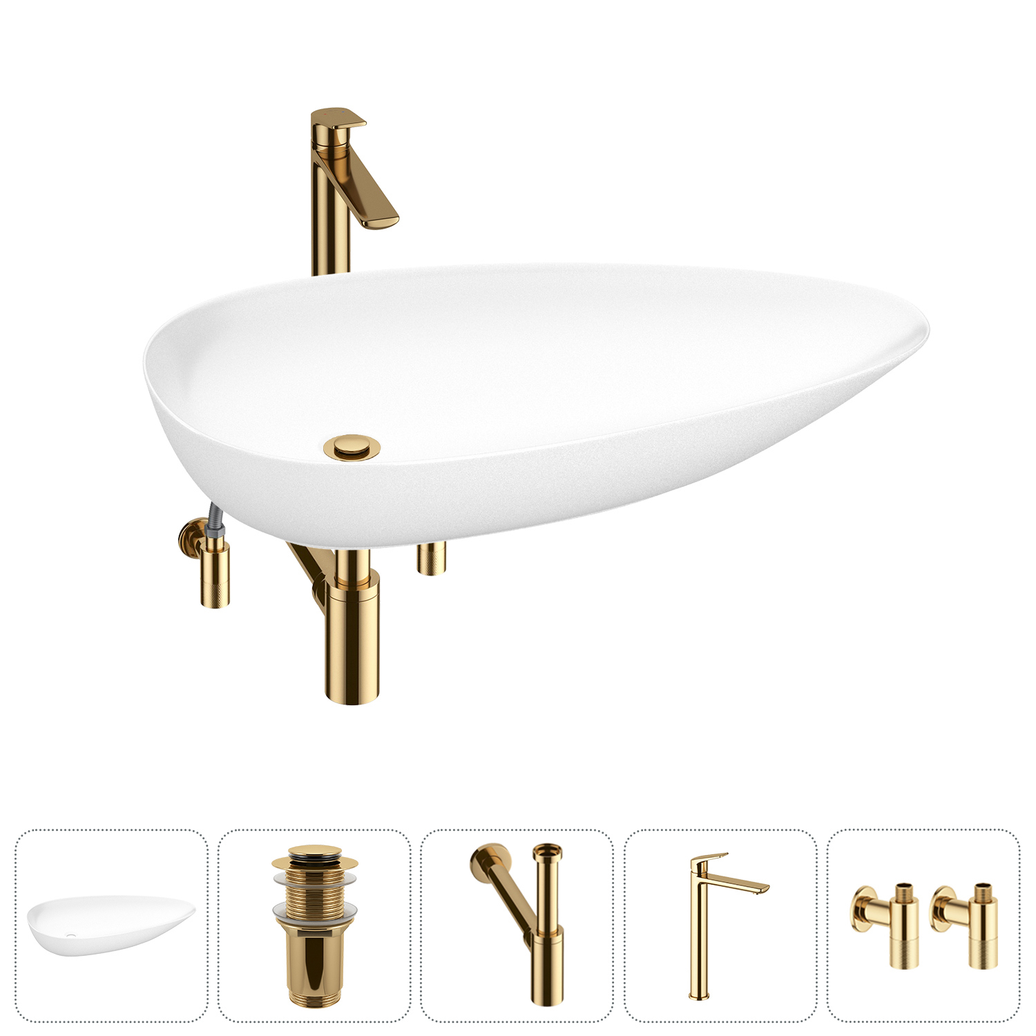 Изображение товара Раковина Wellsee faze moment 20212171R 76см цвет раковина 5 в 1: д/к, сифон, смеситель, вентили