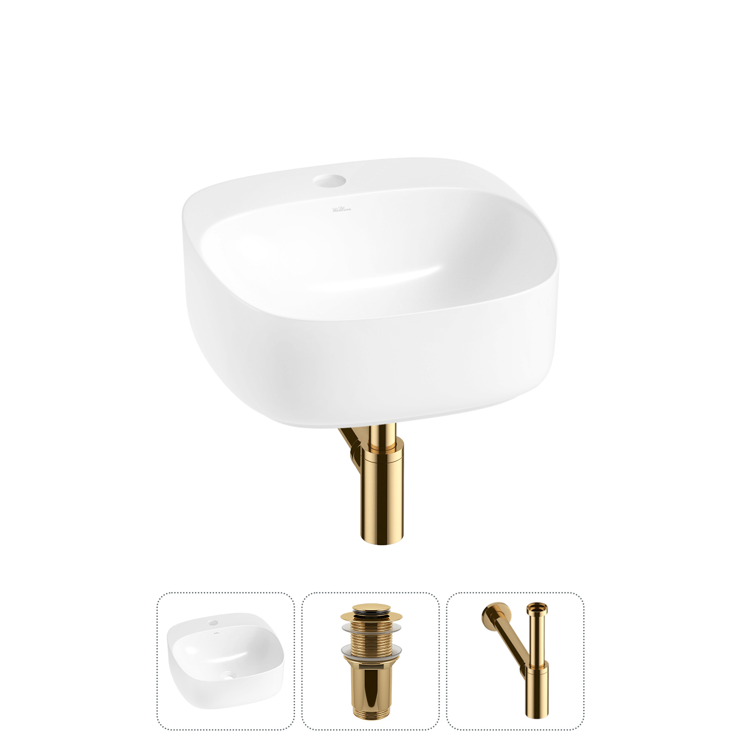 Изображение товара Раковина Wellsee ideal 20214085R 42см белая с гидроизоляцией и сифоном в комплекте