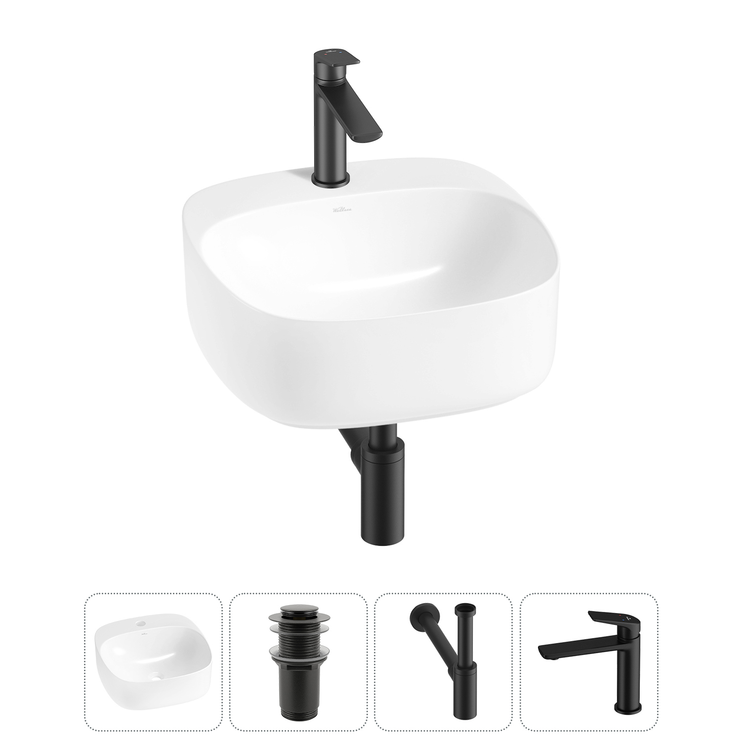 Изображение товара Раковина Wellsee ideal 20214088R 42см цвет раковина 4 в 1: д/к, сифон, смеситель