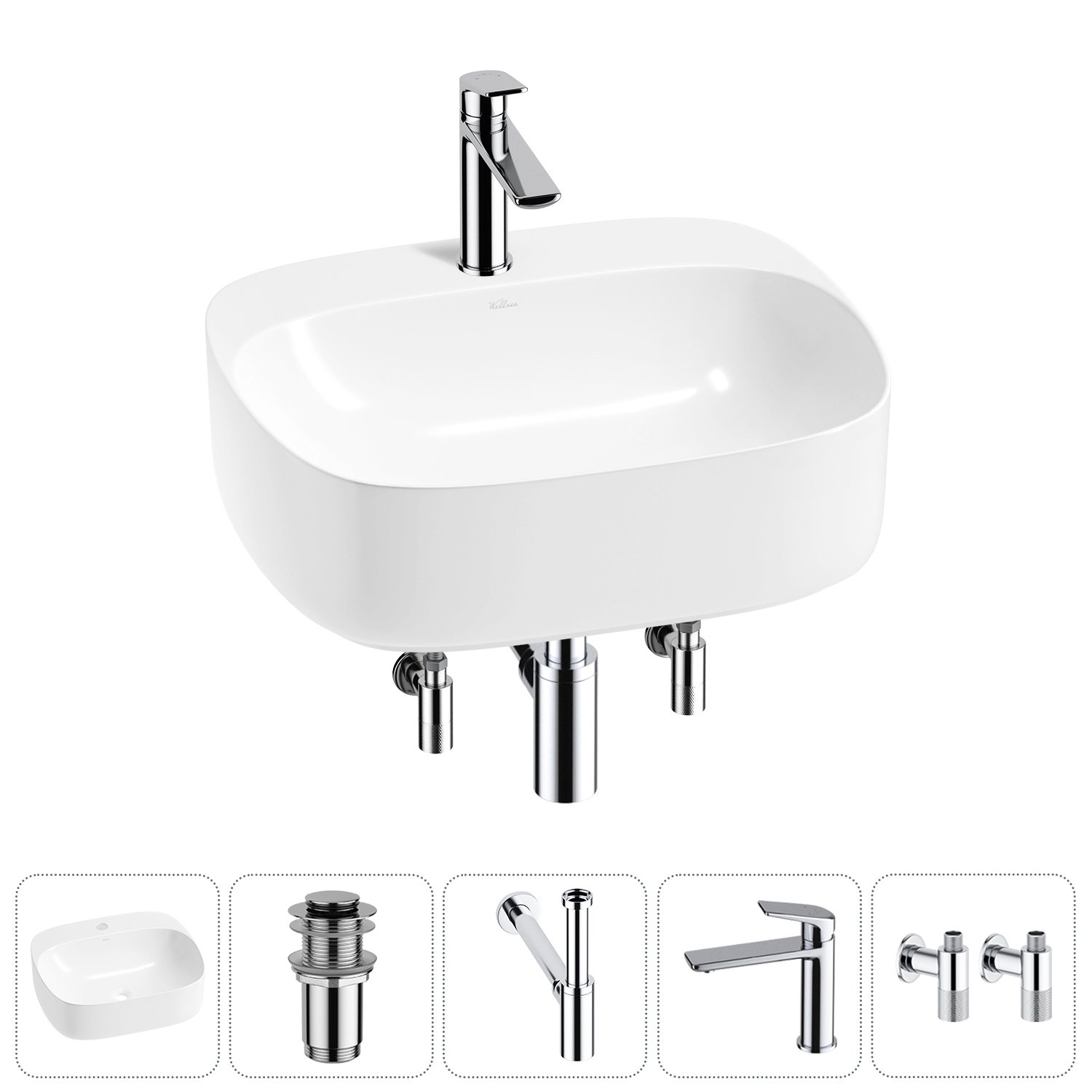 Изображение товара Раковина Wellsee ideal 20214107R 50 см белая комплект для ванной комнаты