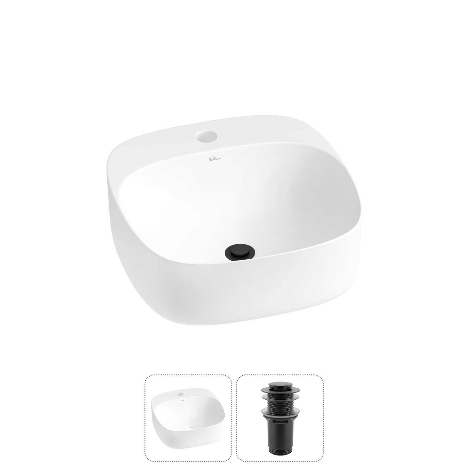 Изображение товара Раковина Wellsee ideal 20214112R 42 см матовая белая квадратная