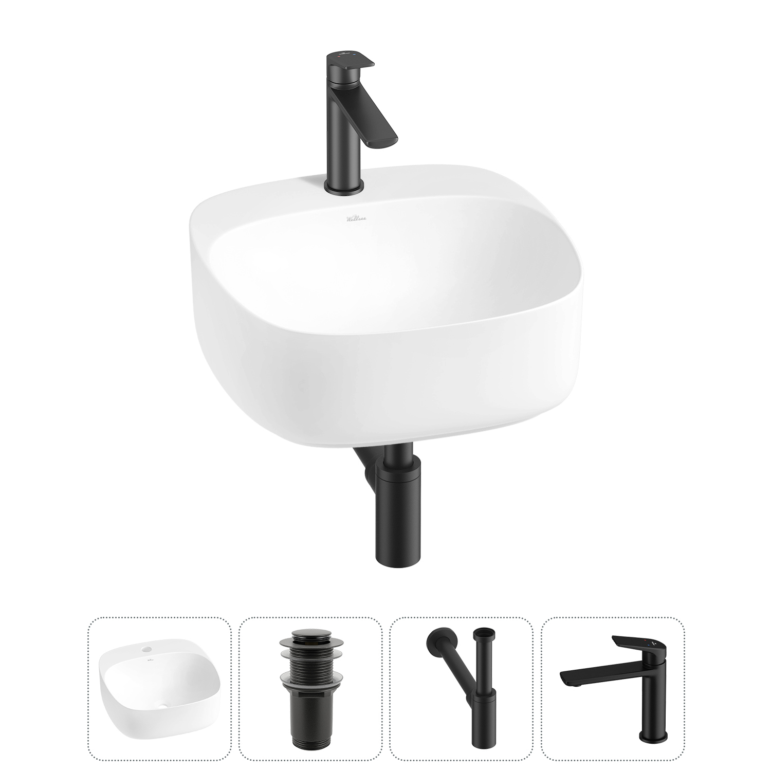 Изображение товара Раковина Wellsee ideal 20214120R 42см матовая с комплектом