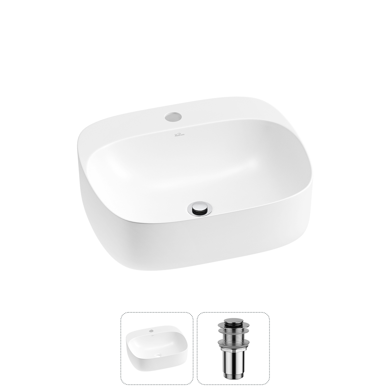 Изображение товара Раковина Wellsee ideal 20214127R 50 см белая с донным клапаном