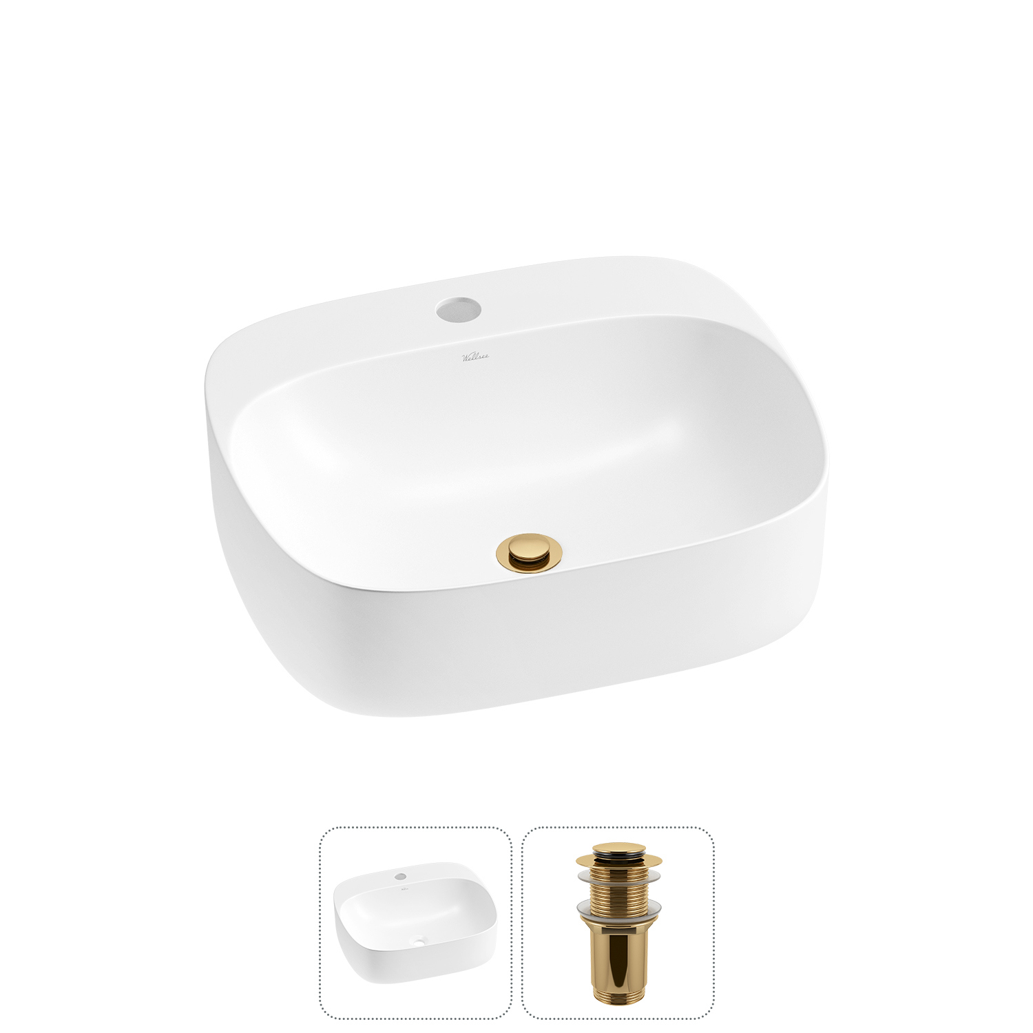 Изображение товара Раковина Wellsee ideal 20214129R 50см с донным клапаном и накладным монтажом Польша