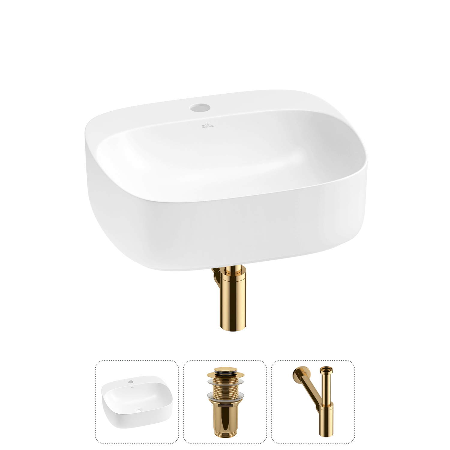 Изображение товара Раковина Wellsee ideal 20214133R 50см с сифон и донным клапаном белая