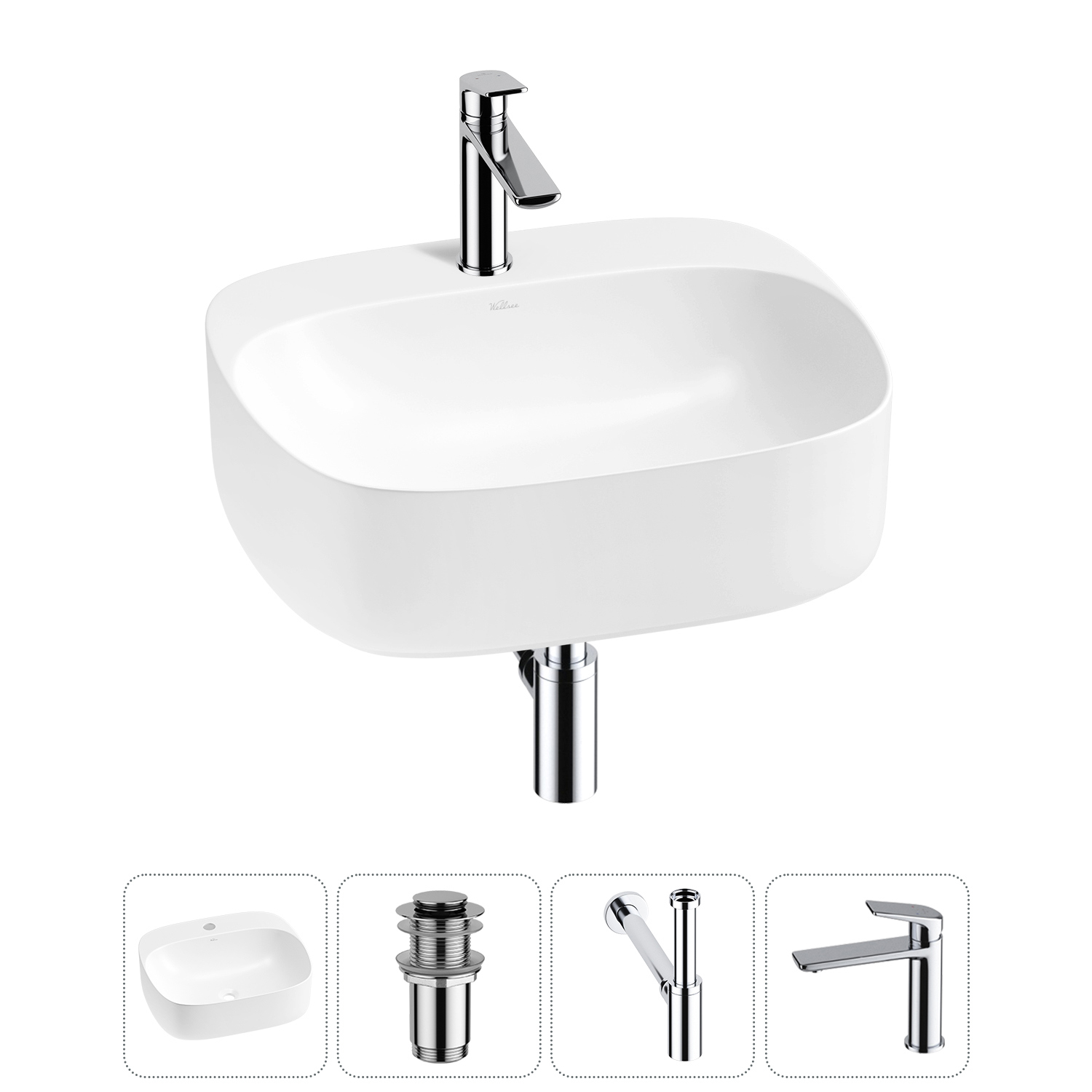 Изображение товара Раковина Wellsee Ideal 20214135R 50 см с сифоном и смесителем