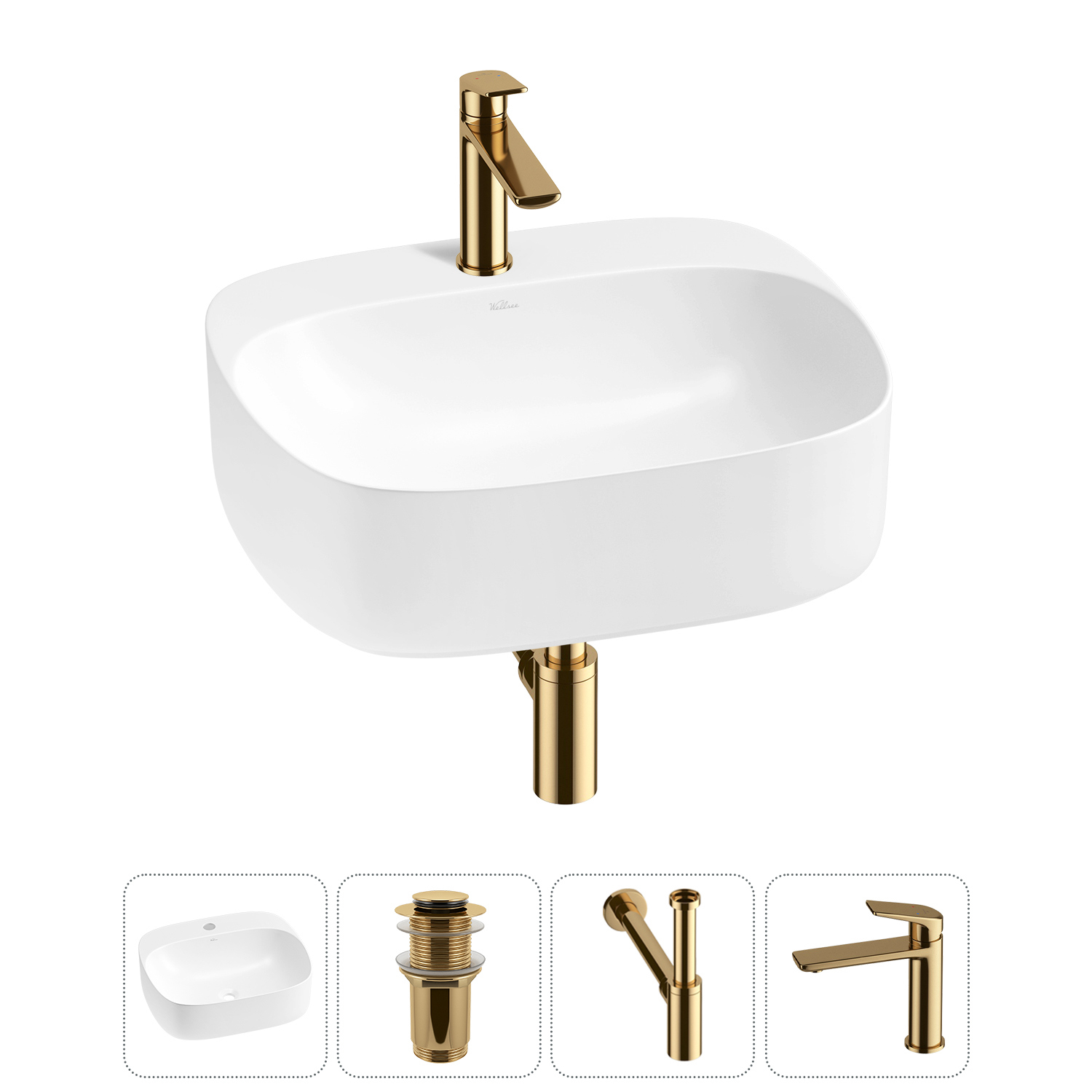 Изображение товара Раковина Wellsee ideal 20214137R 50 см с сифон смесителем белая