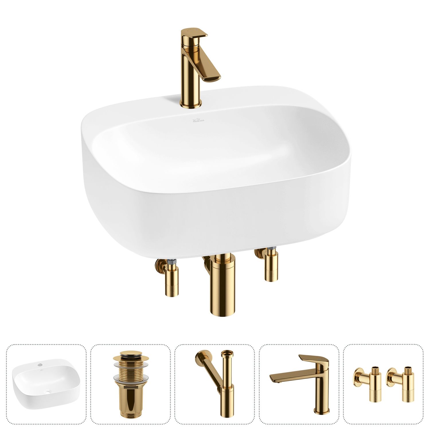 Изображение товара Раковина Wellsee ideal 20214141R 50см цвет раковина 5 в 1: д/к, сифон, смеситель, вентили