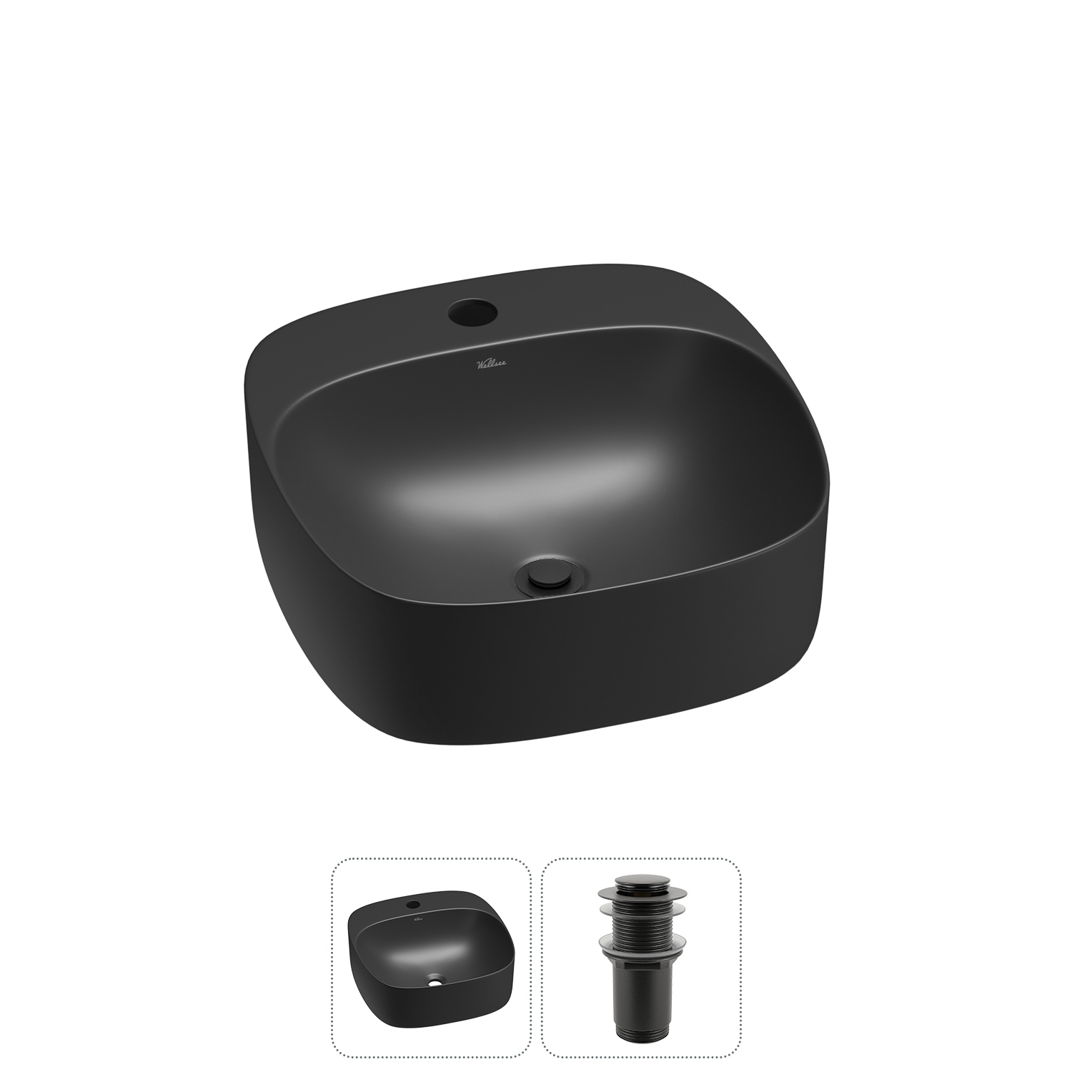 Изображение товара Раковина Wellsee ideal 20214144R 42 см черная квадратная накладная
