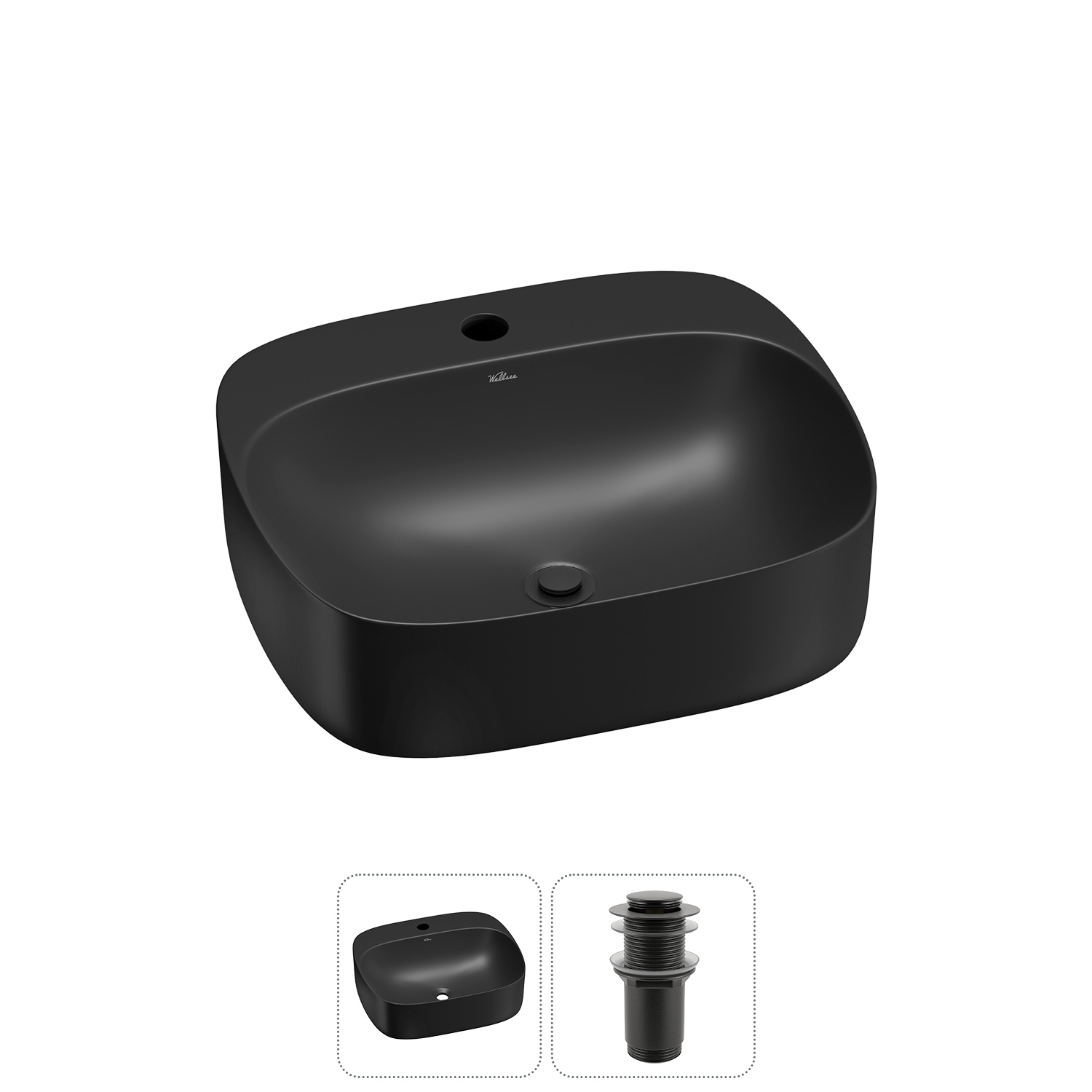 Изображение товара Раковина Wellsee ideal 20214156R 50 см черная с отверстием под смеситель