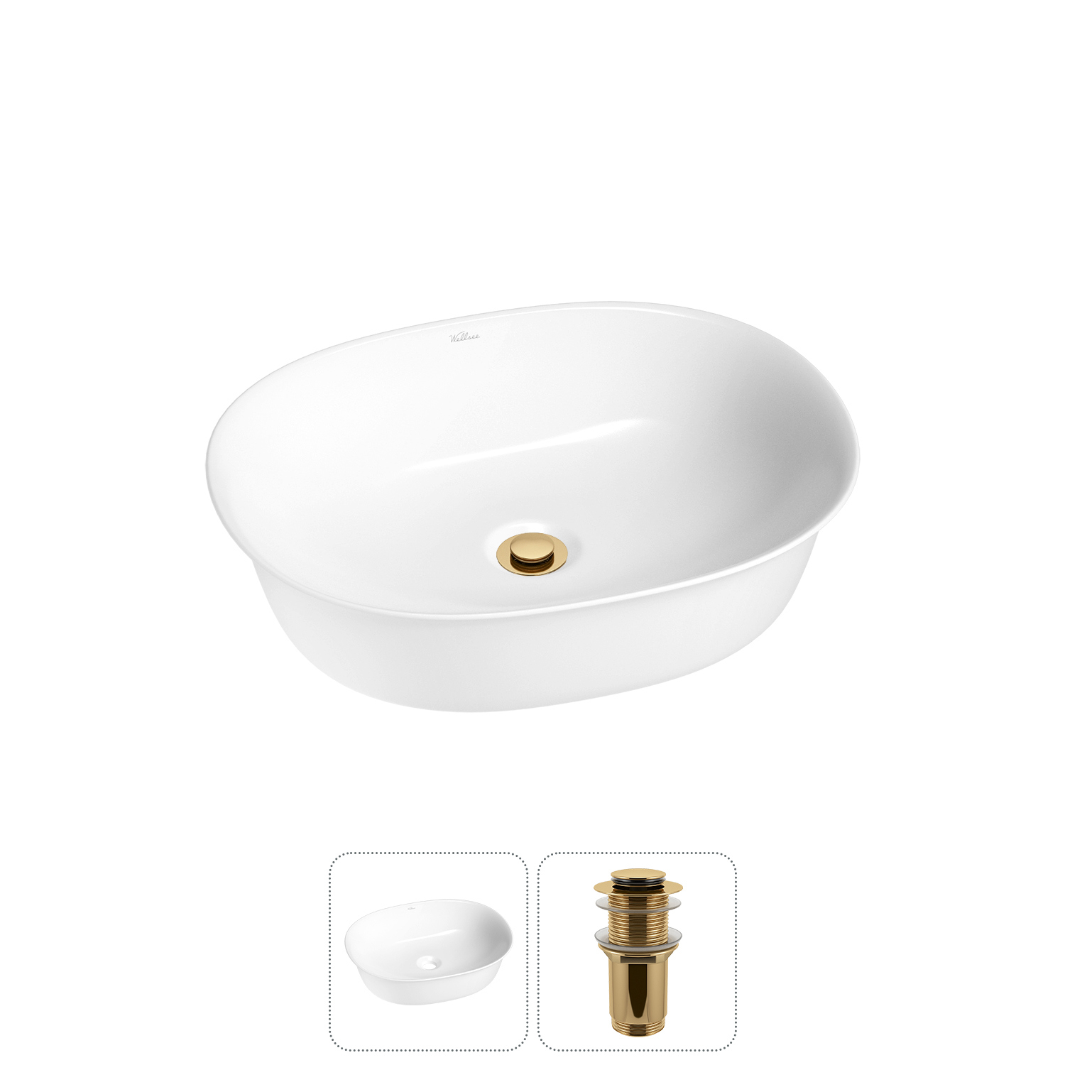 Изображение товара Раковина Wellsee Brillant iCon 20214617R 50 см овальная белая глянцевая