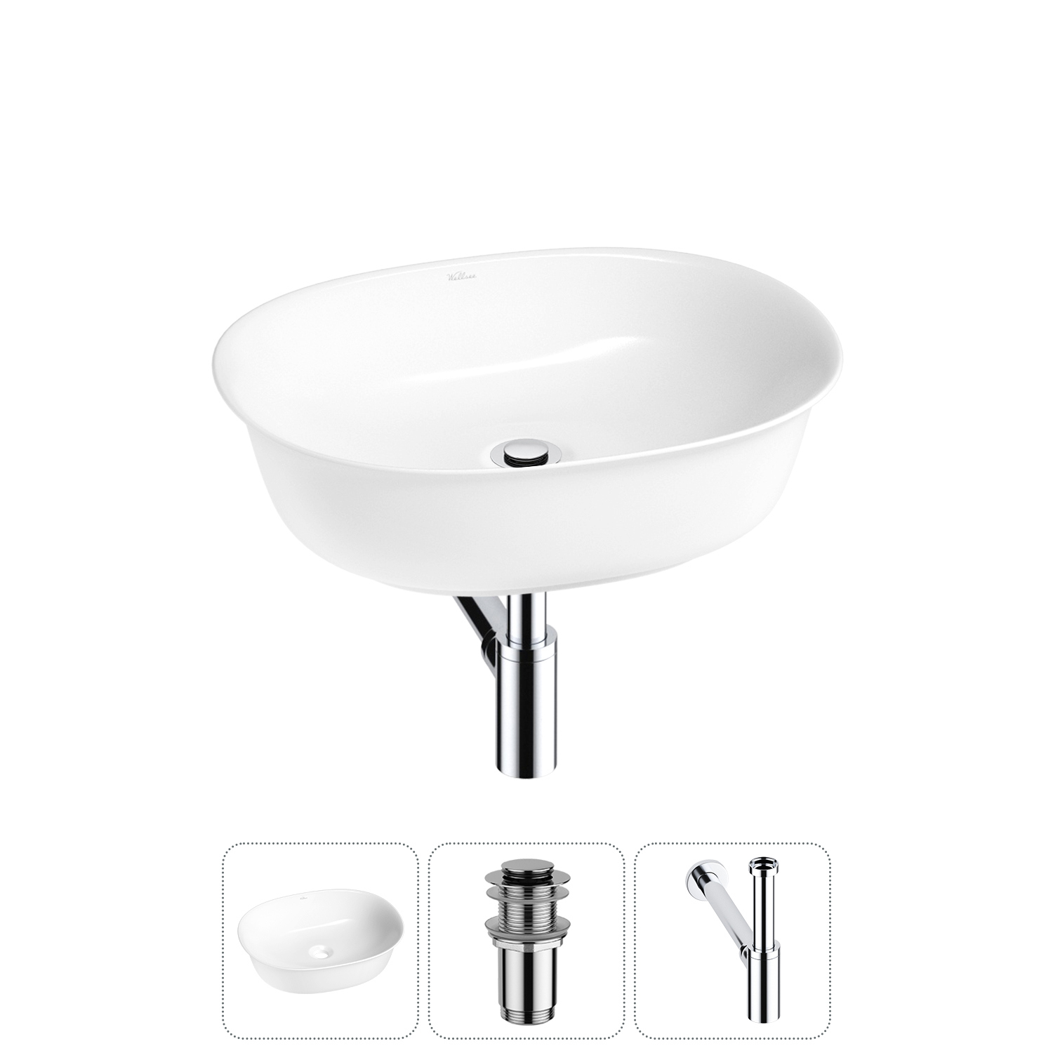 Изображение товара Раковина Wellsee brillant icon 20214619R 50см цвет раковина 3 в 1: д/к, сифон