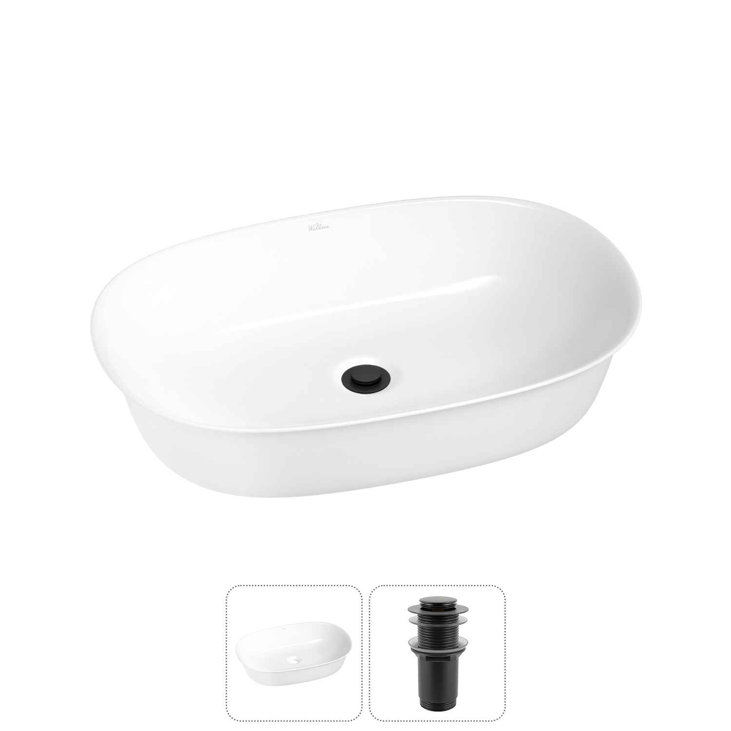 Изображение товара Раковина Wellsee brillant icon 20214644R 60см цвет раковина 2 в 1: д/к