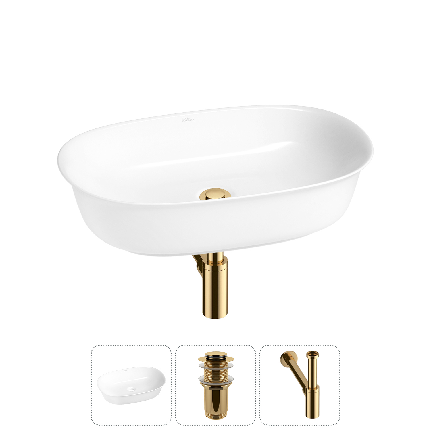 Изображение товара Раковина Wellsee brillant icon 60см 3 в 1 с сифоном и клапаном белая