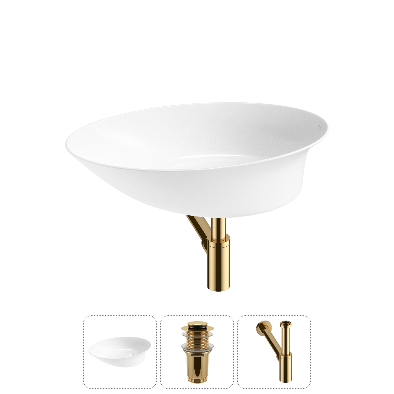 Изображение товара Раковина Wellsee Faze Moment 55 см с сифоном и донным клапаном, белая