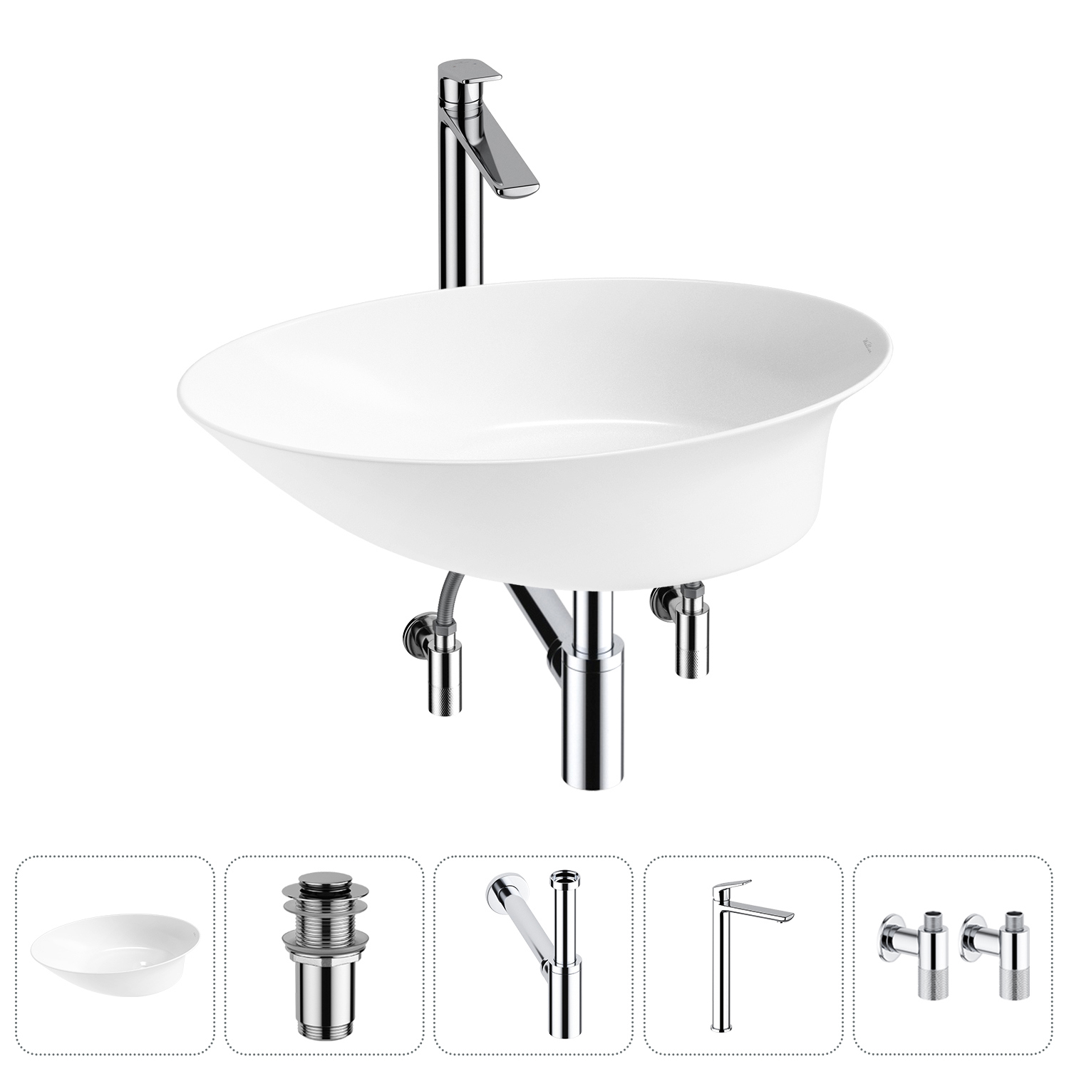 Изображение товара Раковина Wellsee Faze Moment 20214971R 55см белая комплект