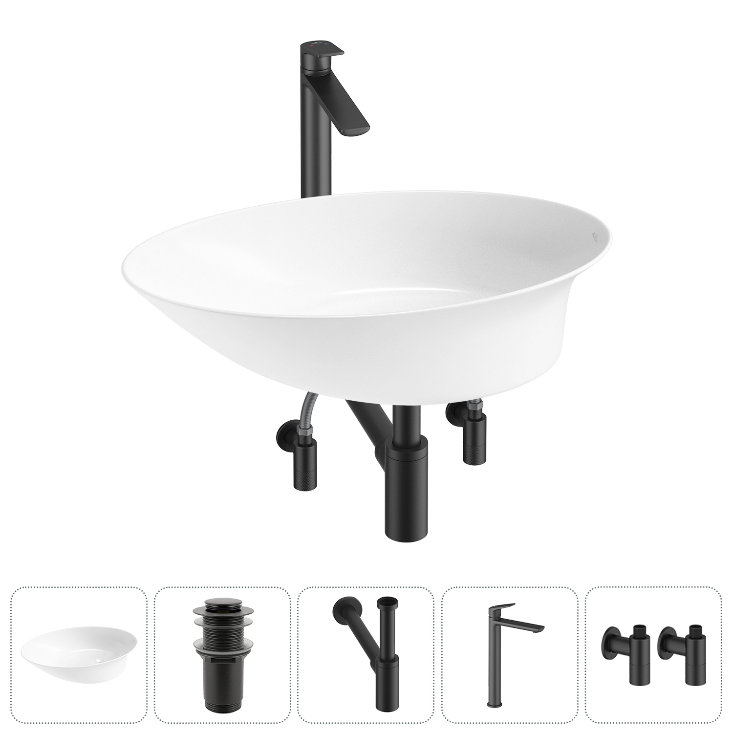 Изображение товара Раковина Wellsee Faze Moment 20214972R 55 см комплект 5 в 1