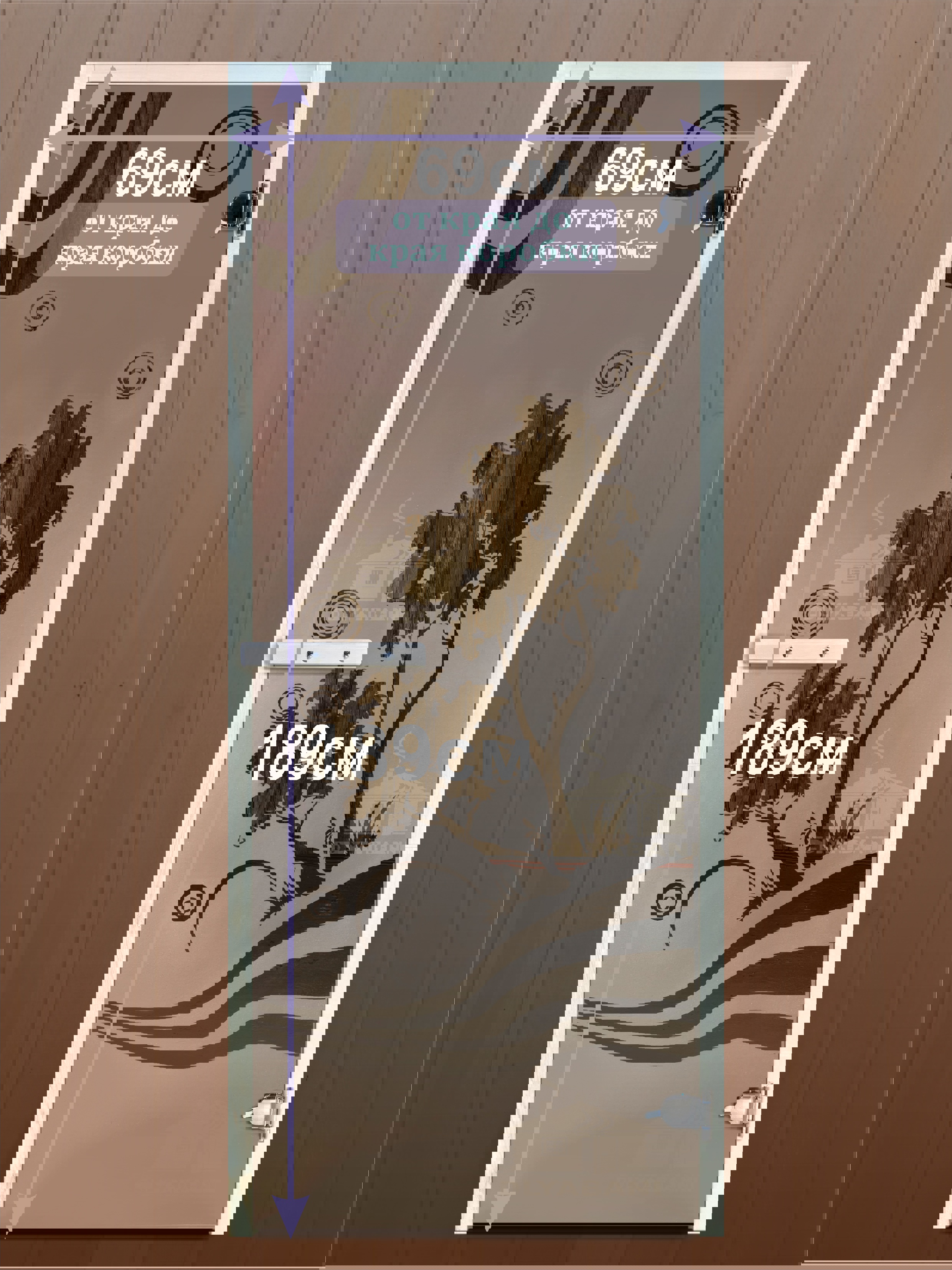 Изображение товара Дверь для бани остекленная бронза Dlyabani Космический рассвет 6мм 189x69см