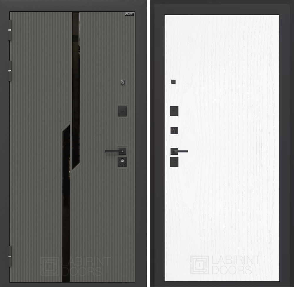 Изображение товара Входная дверь Лабиринт Карбон П05 левый 205x88см цвет лофт графит/белое дерево
