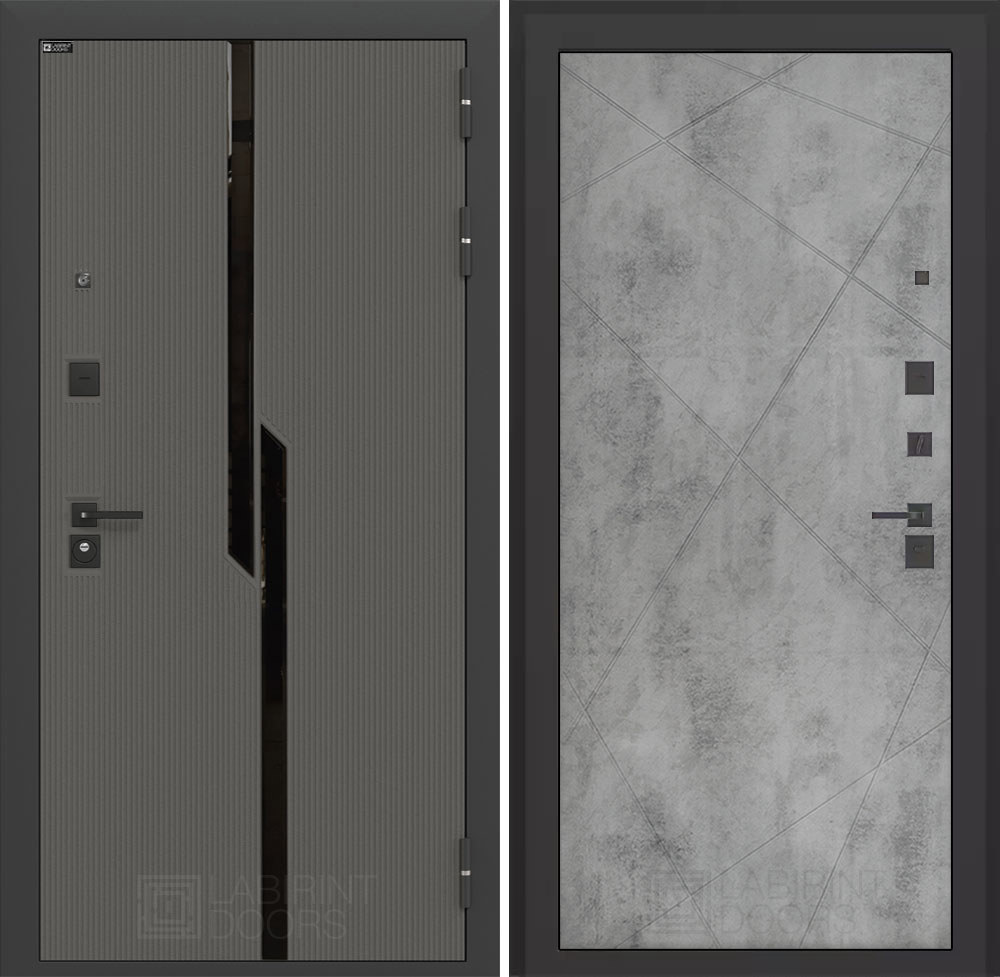 Изображение товара Входная дверь Лабиринт Карбон П24 правый 205x96см цвет лофт графит/бетон светлый
