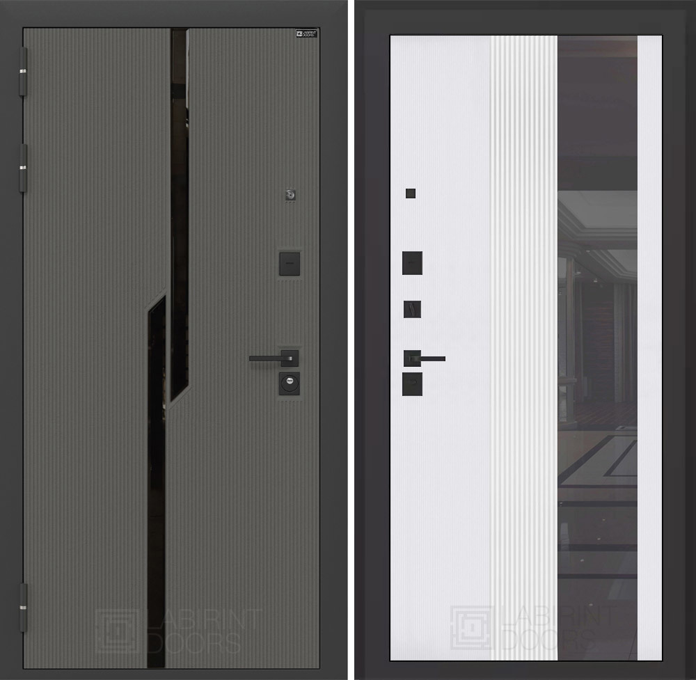 Изображение товара Входная дверь Лабиринт Карбон П32 левый 205x88см цвет лофт графит/белый софт рельеф