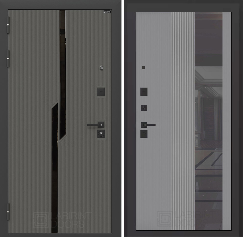 Изображение товара Входная дверь Лабиринт Карбон П32 левый 205x88см цвет лофт графит/серый софт рельеф