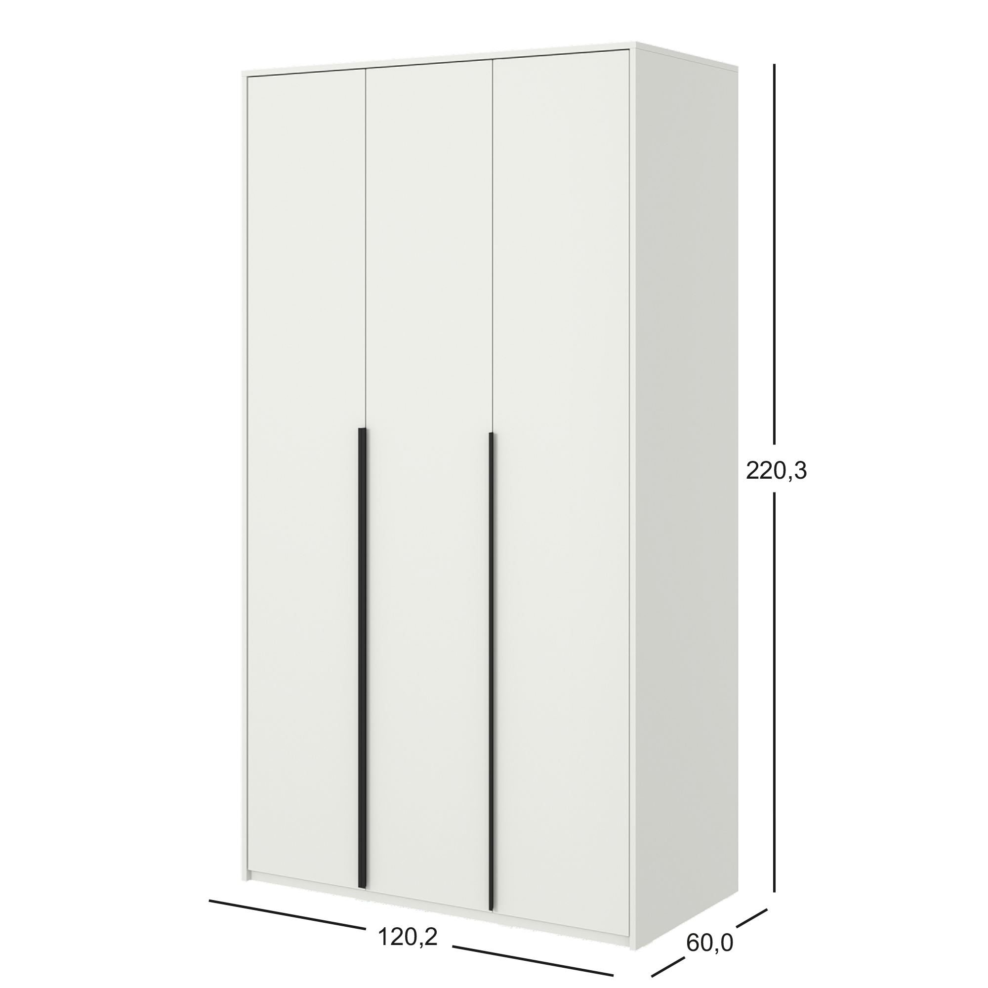 Шкаф распашной Бергамо с 3 дверями 120x220x60 см ЛДСП цвет белый - 5