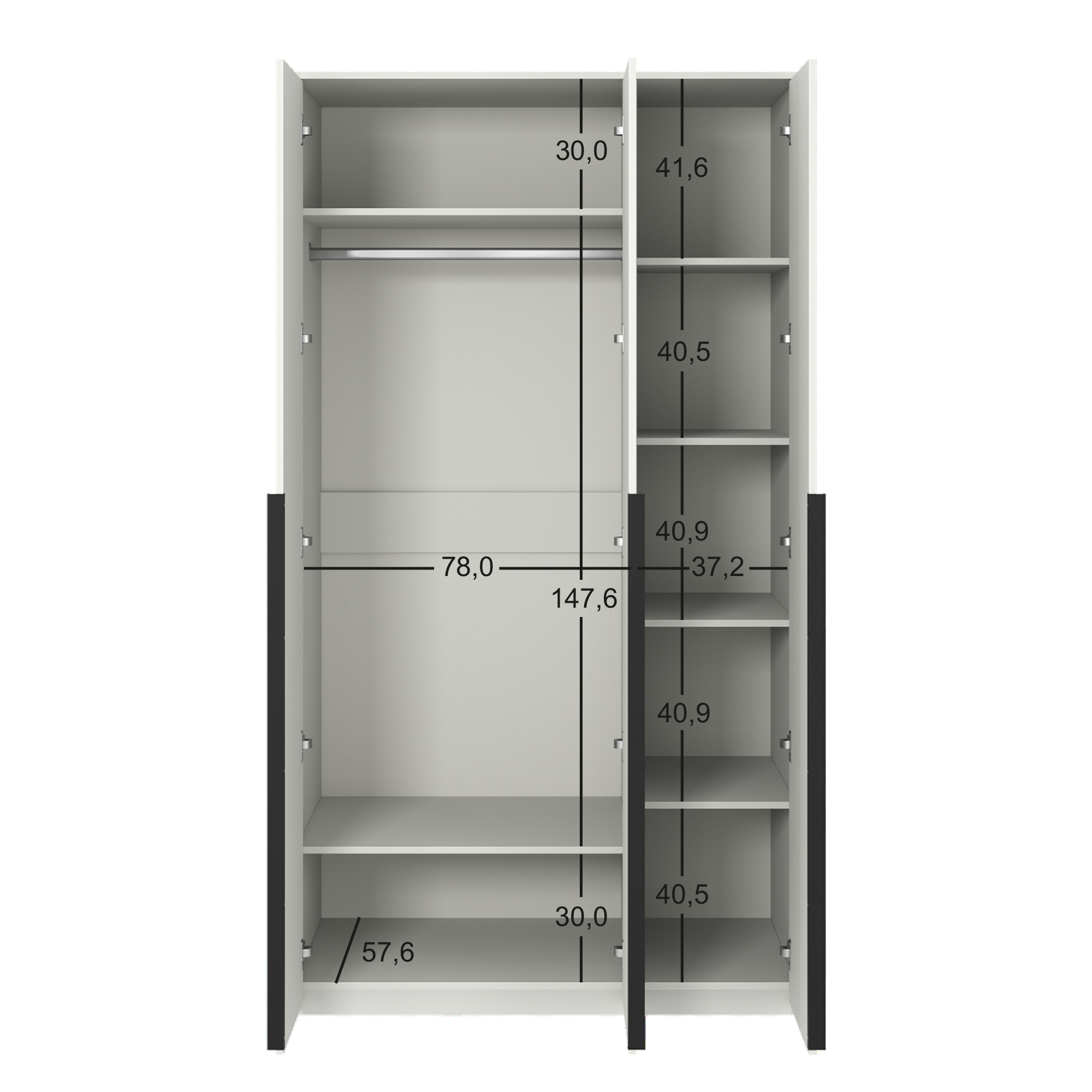 Шкаф распашной Бергамо с 3 дверями 120x220x60 см ЛДСП цвет белый - 6
