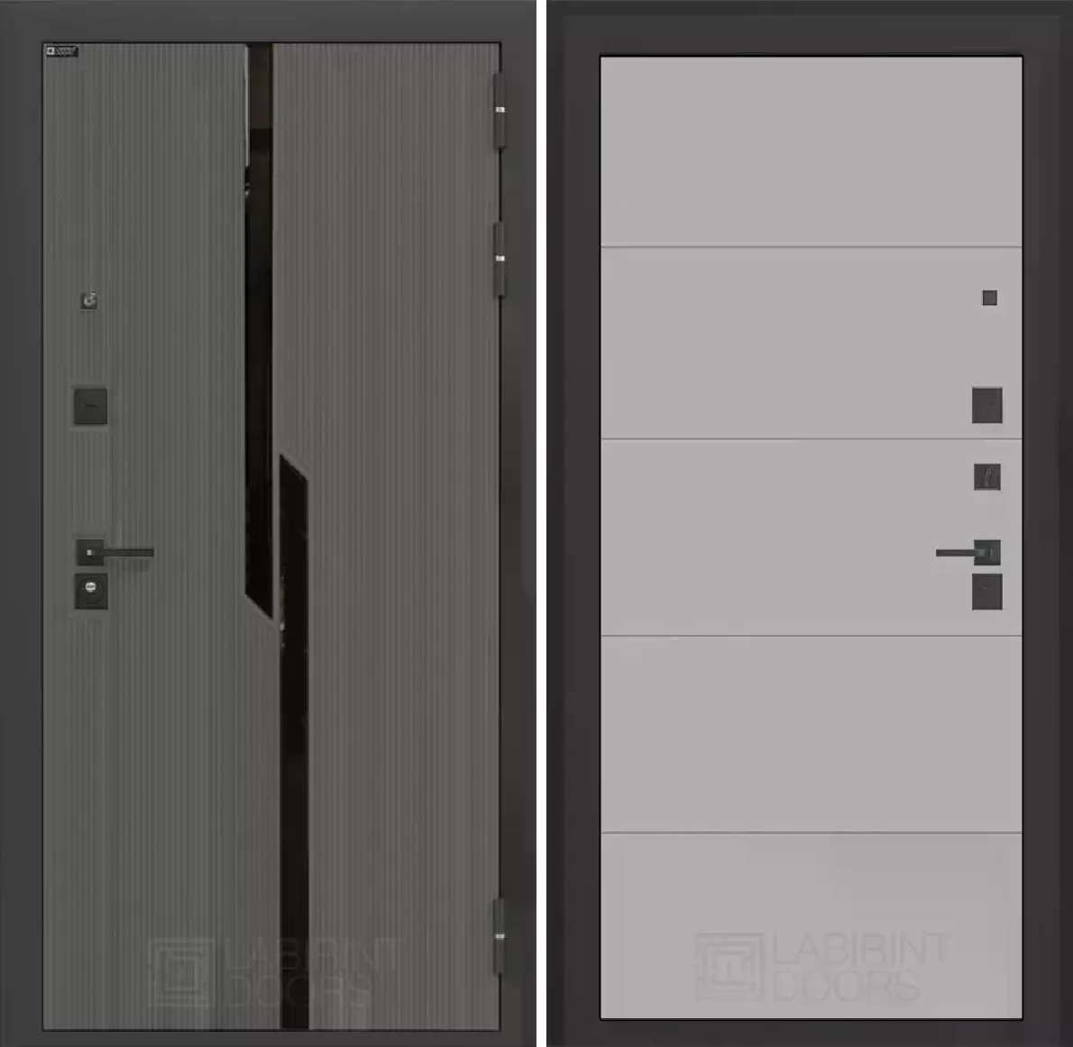 Изображение товара Входная дверь Лабиринт Карбон П13 правый 205x96см цвет лофт графит/лайт грей софт