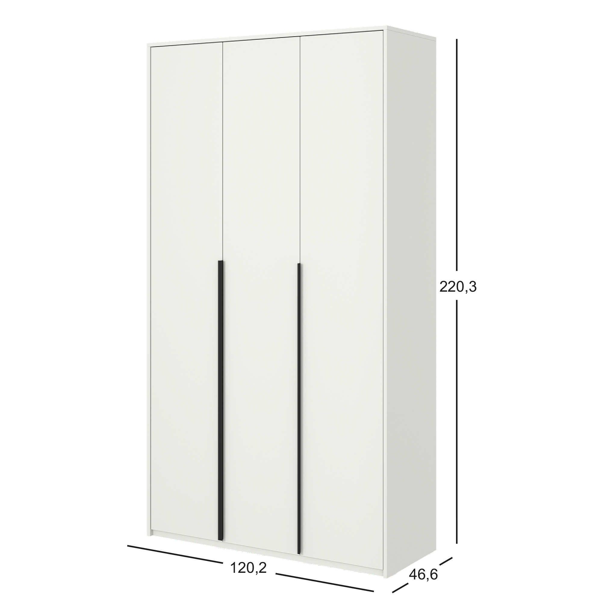 Шкаф распашной Бергамо с 3 дверями 120x220x46.6 см ЛДСП цвет белый - 5