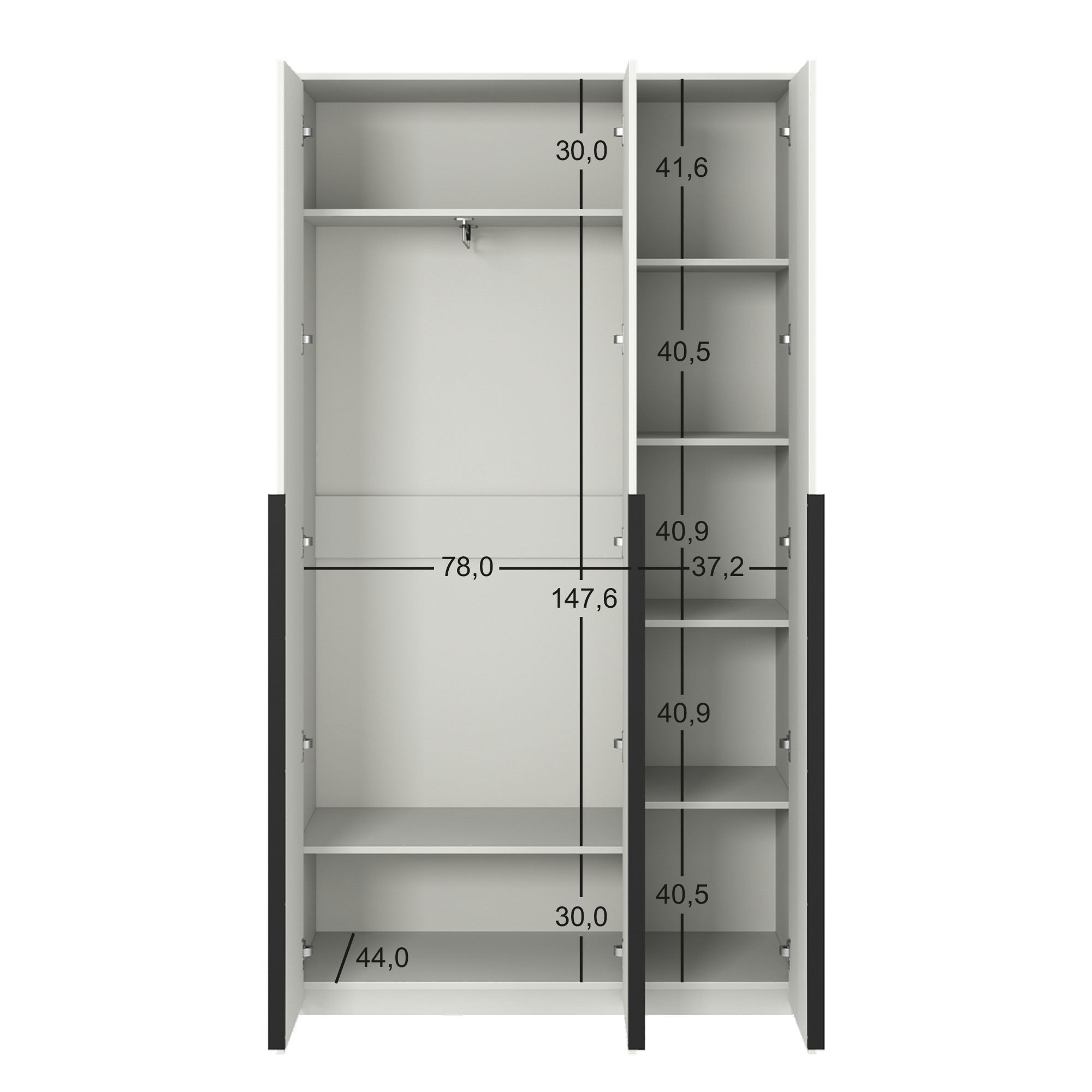 Шкаф распашной Бергамо с 3 дверями 120x220x46.6 см ЛДСП цвет белый - 6