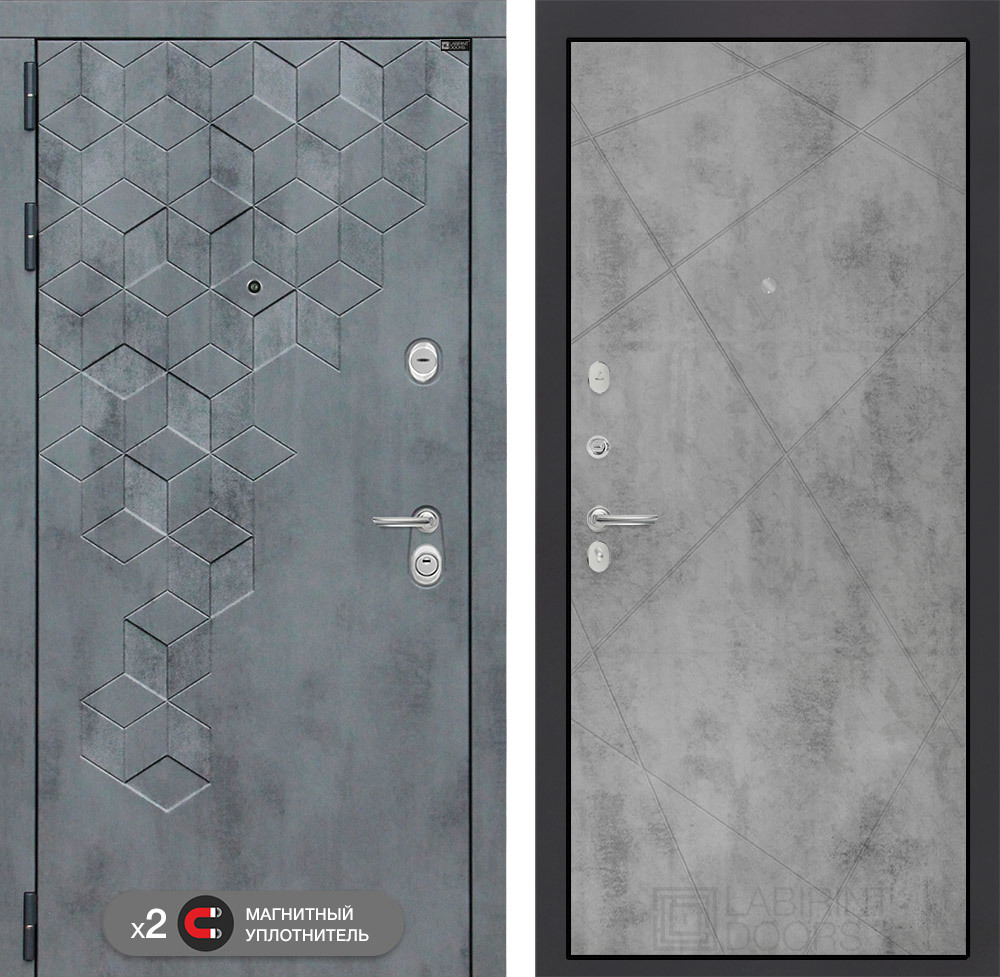 Изображение товара Входная дверь Лабиринт Бетон П24 левый 205x88см бетон темный/бетон светлый