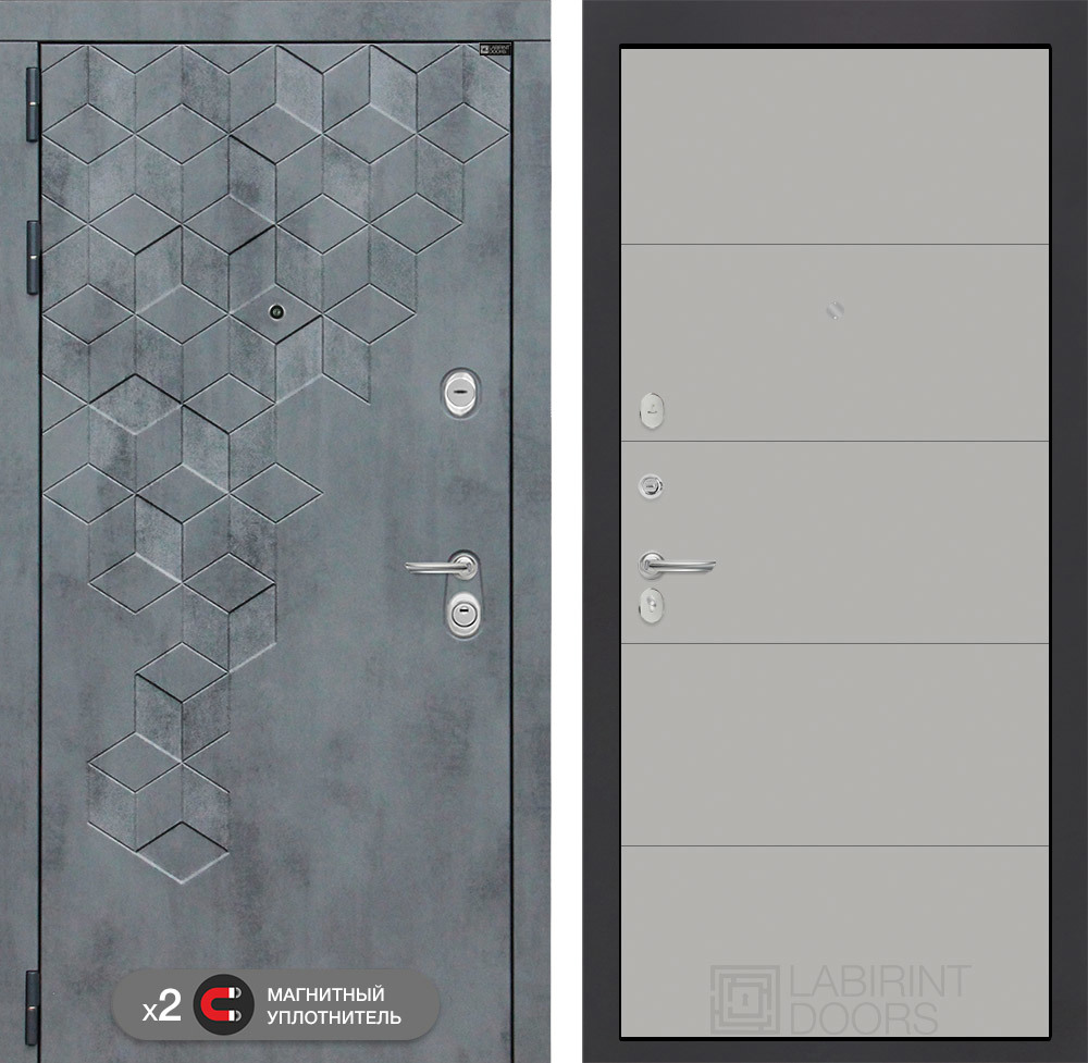 Изображение товара Входная дверь Лабиринт Бетон П13 левый 205x96см бетон темный/лайт грей софт