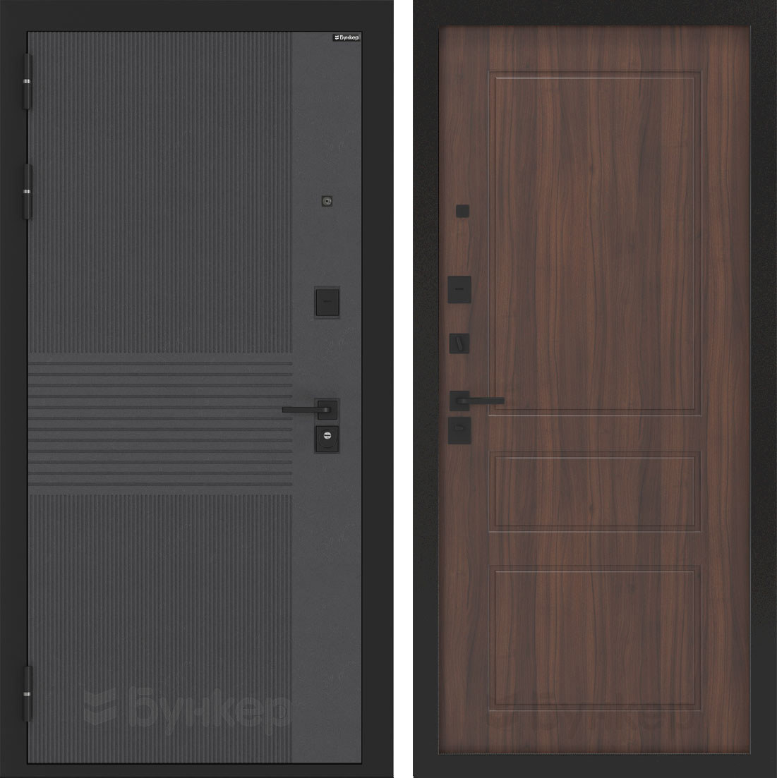Изображение товара Входная дверь Лабиринт Бункер 05 П03 левый 205x96см цвет лофт графит/орех бренди