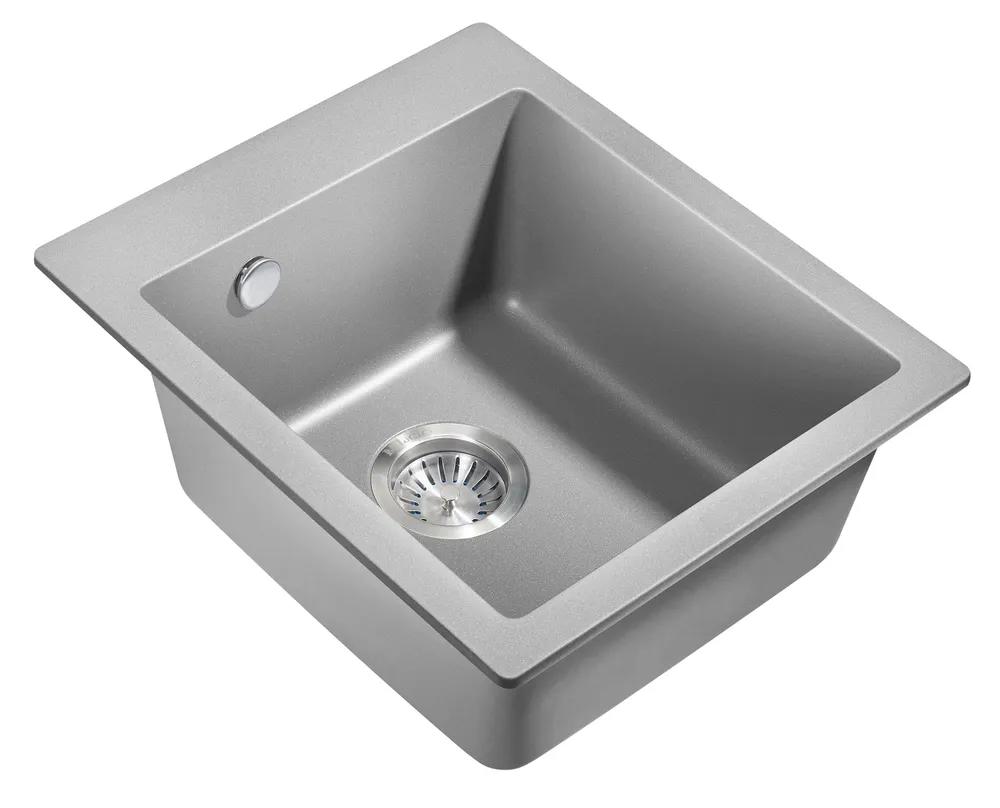 Изображение товара Врезная кварцевая мойка MILACIO Murcia 42, серый металлик, 49x41.5 см
