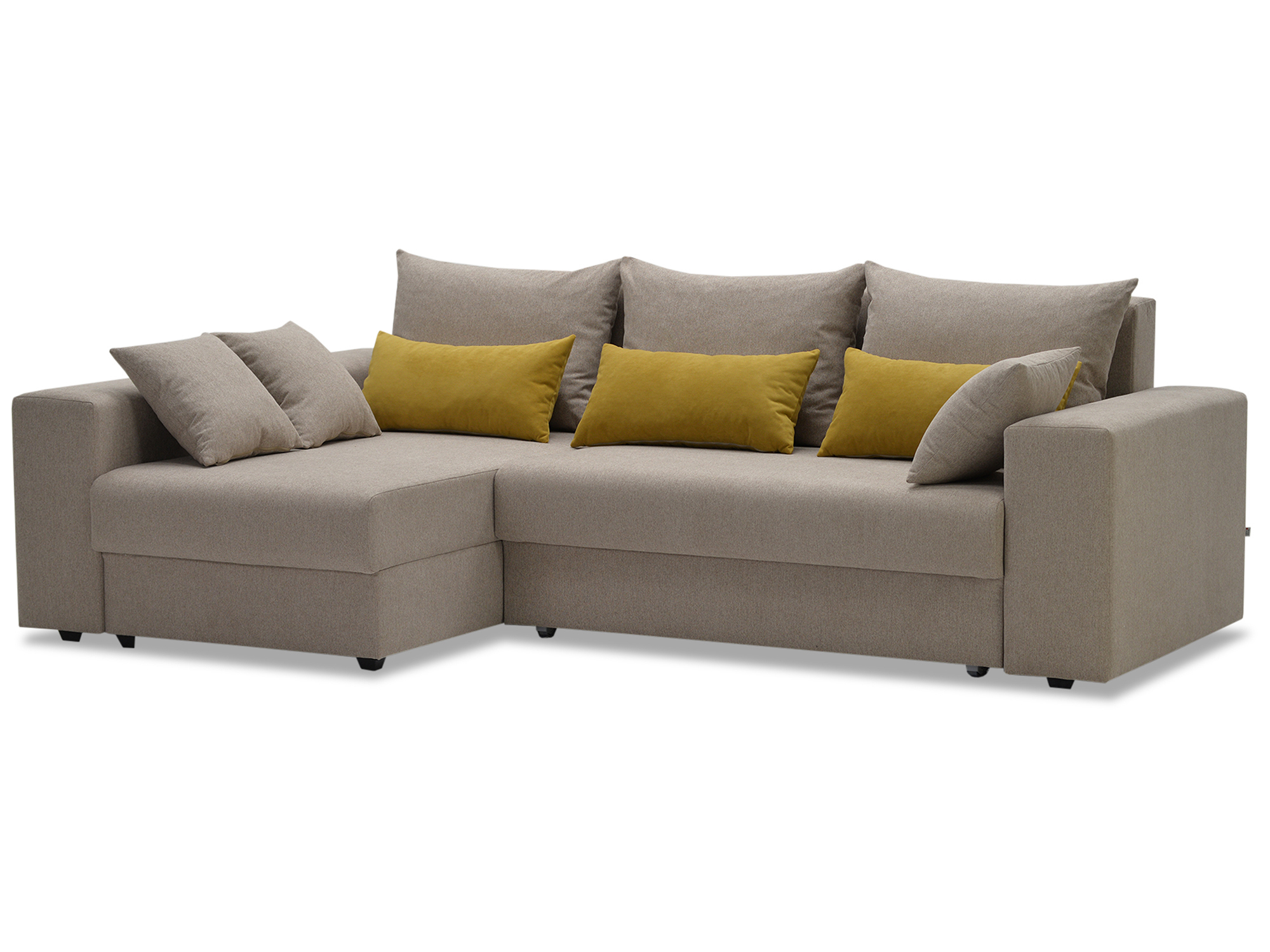 Изображение товара Диван угловой Майами с механизмом Еврокнижка велюр бежевый 250x157x85 см