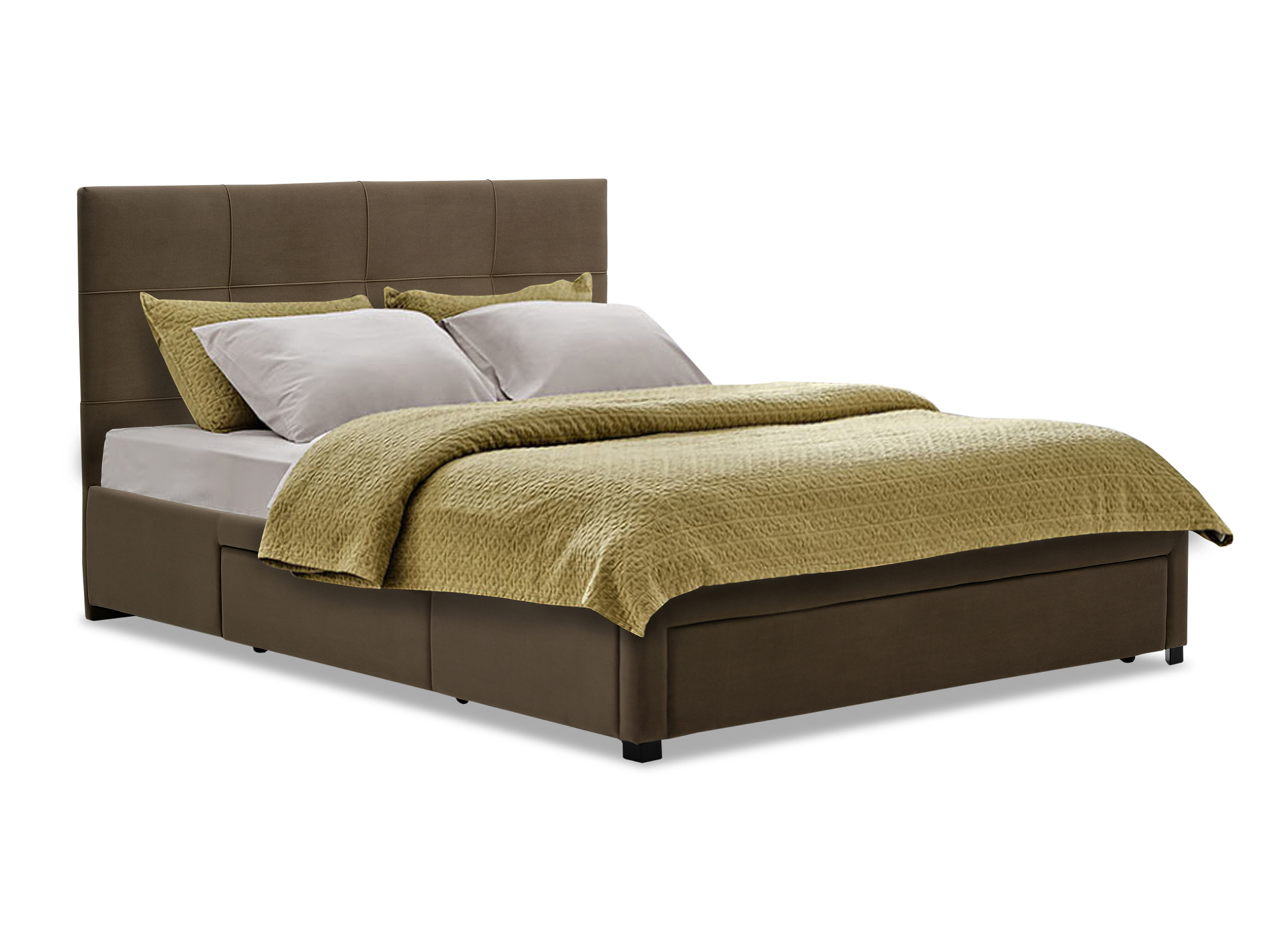 Изображение товара Кровать Ладья Борба с велюровой обивкой, 148х109х213 см, коричневая