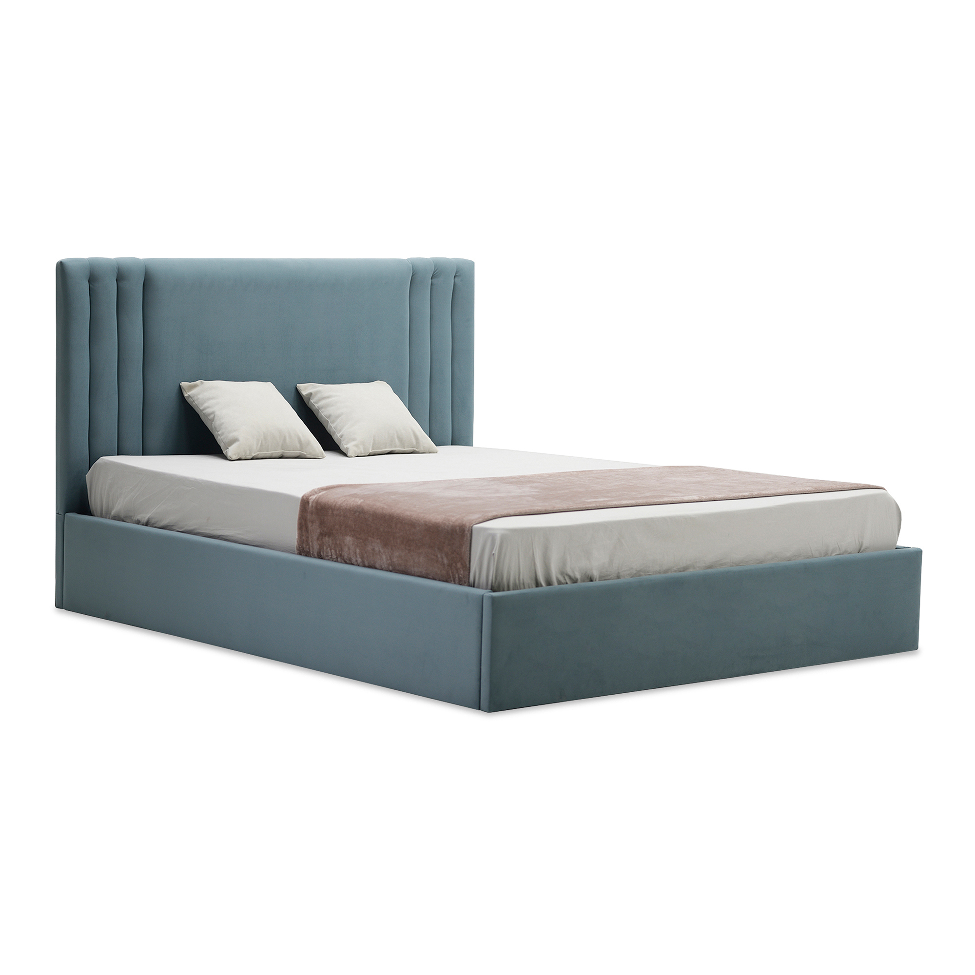 Изображение товара Кровать Ладья Отто 190x112x214 см с подъемным механизмом и голубым цветом