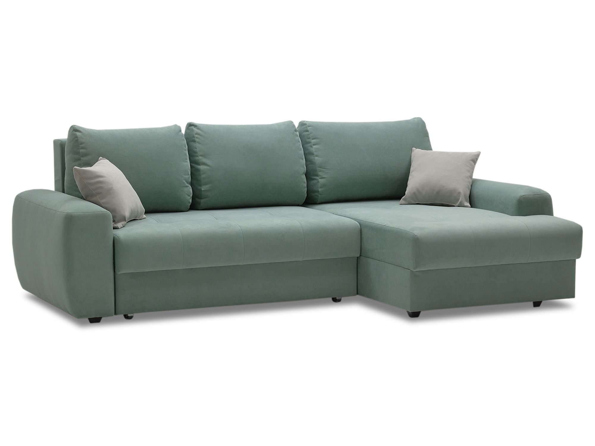 Изображение товара Диван-кровать угловой Ладья Коста велюр мятный 249x88x158 см