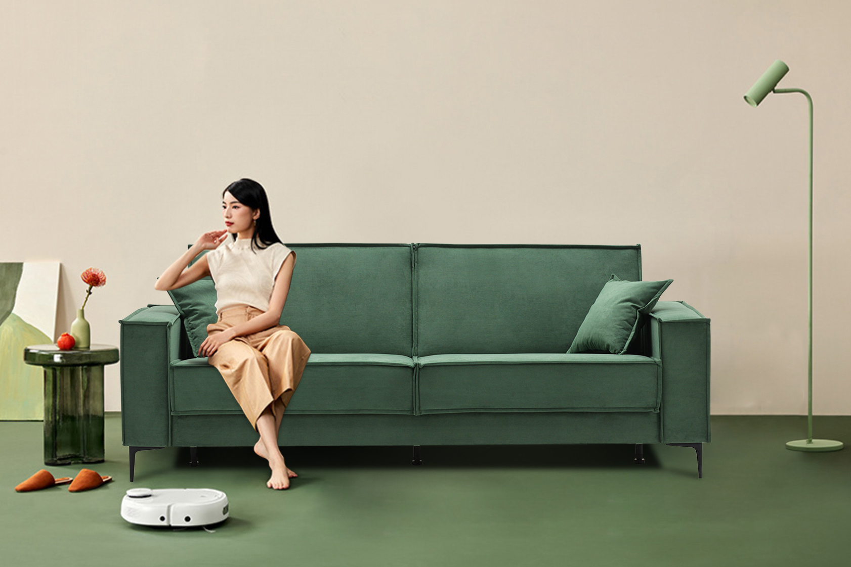 Изображение товара Диван-книжка Ладья Авиньон 235x92x89 см зеленый современные материалы