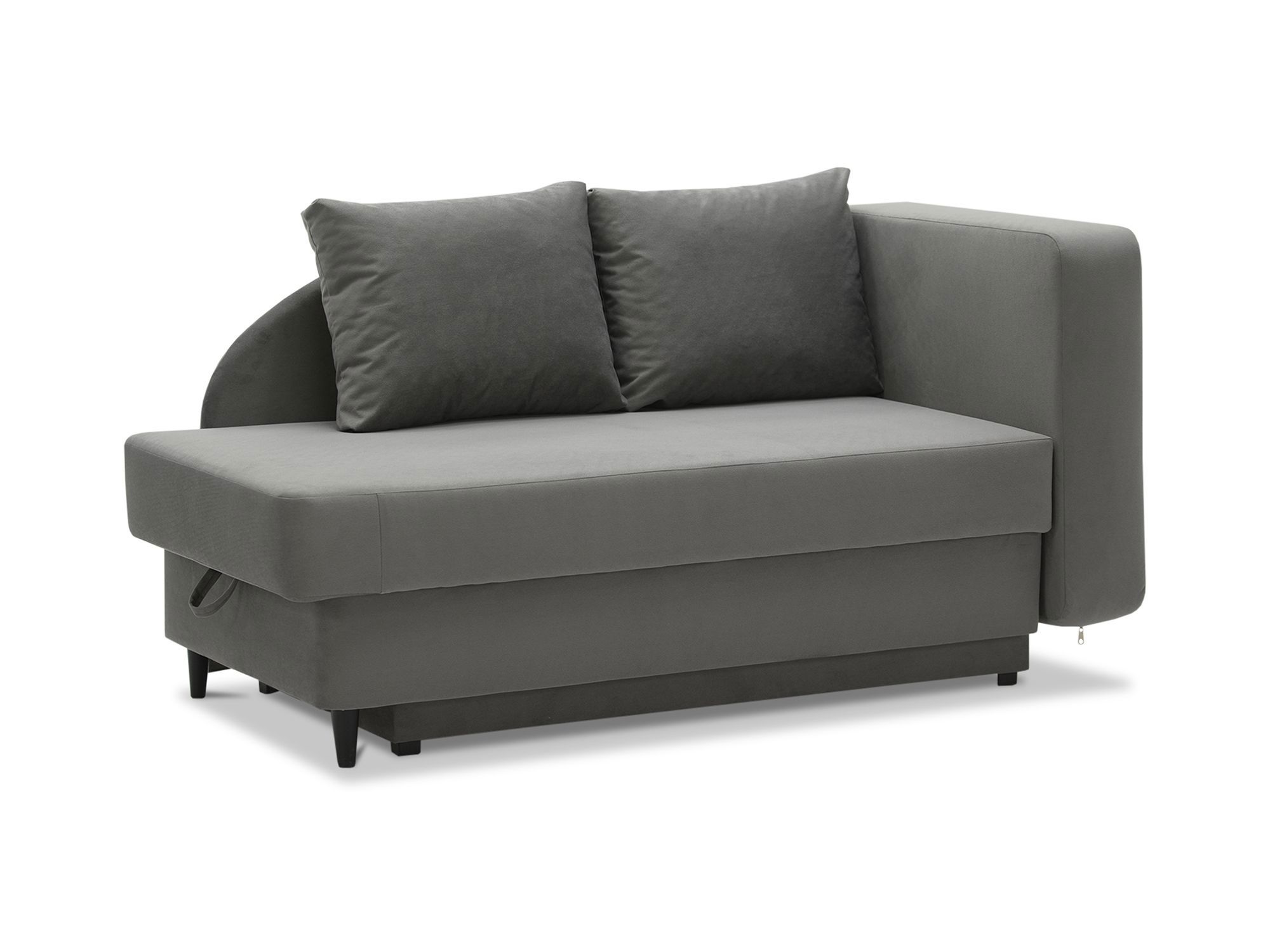 Изображение товара Угловой диван Ладья Иби_1 147x73x76 см велюр серый с механизмом еврокнижка