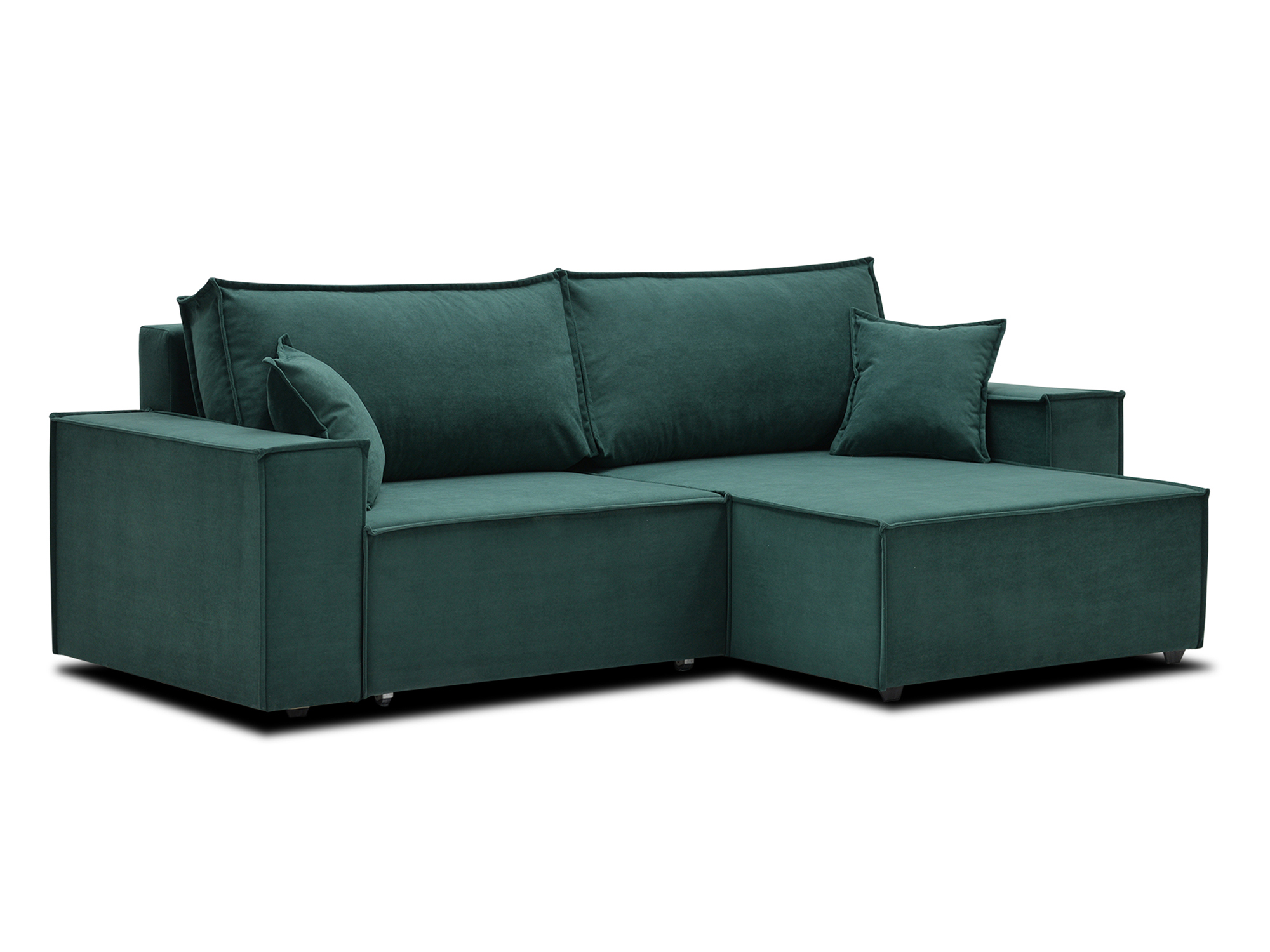 Изображение товара Угловой диван Фабио Ладья 250x87x154 см велюр зеленый еврокнижка