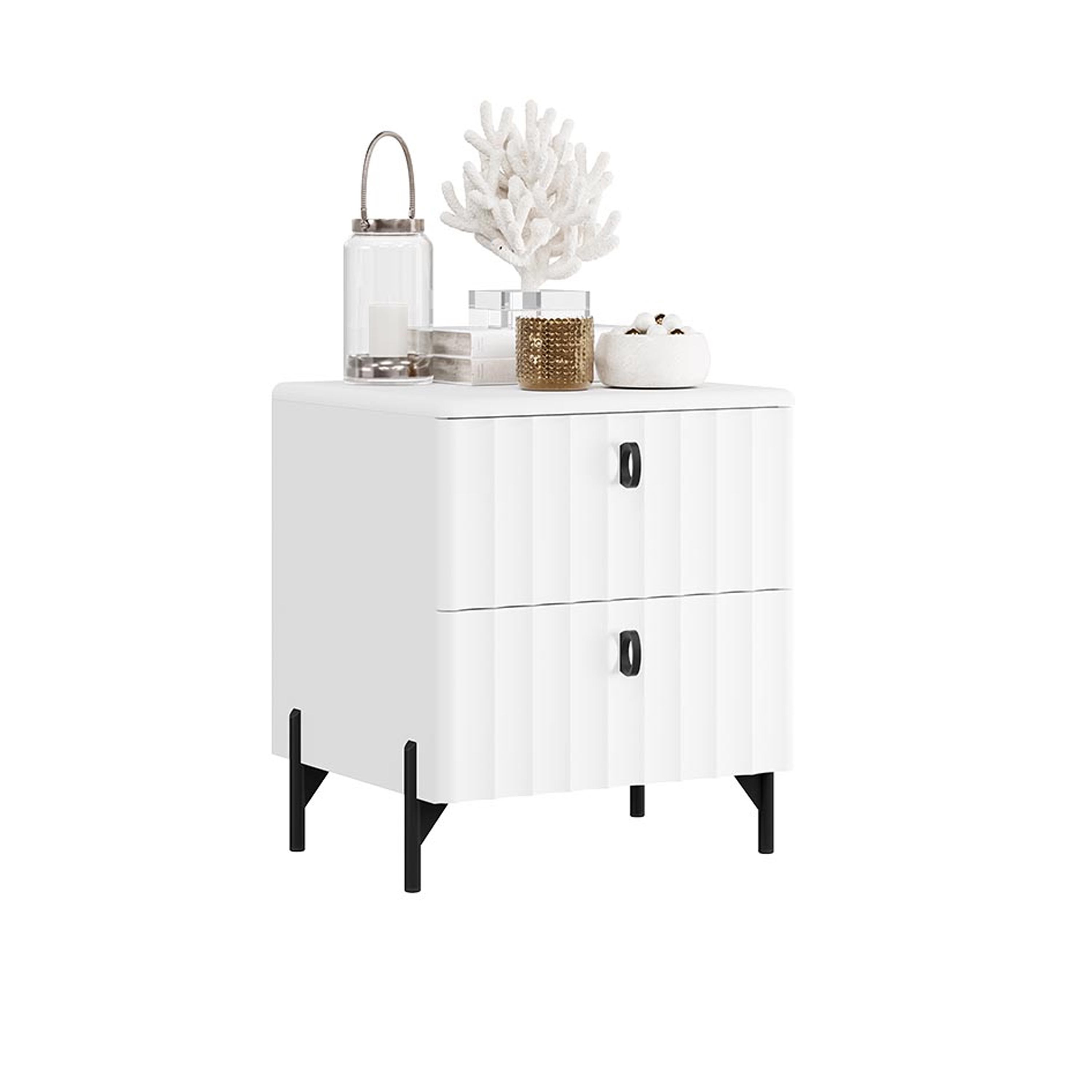 Изображение товара Прикроватная тумба Трия Тиффани 45x53x41 см 2 ящика ЛДСП белый жемчуг